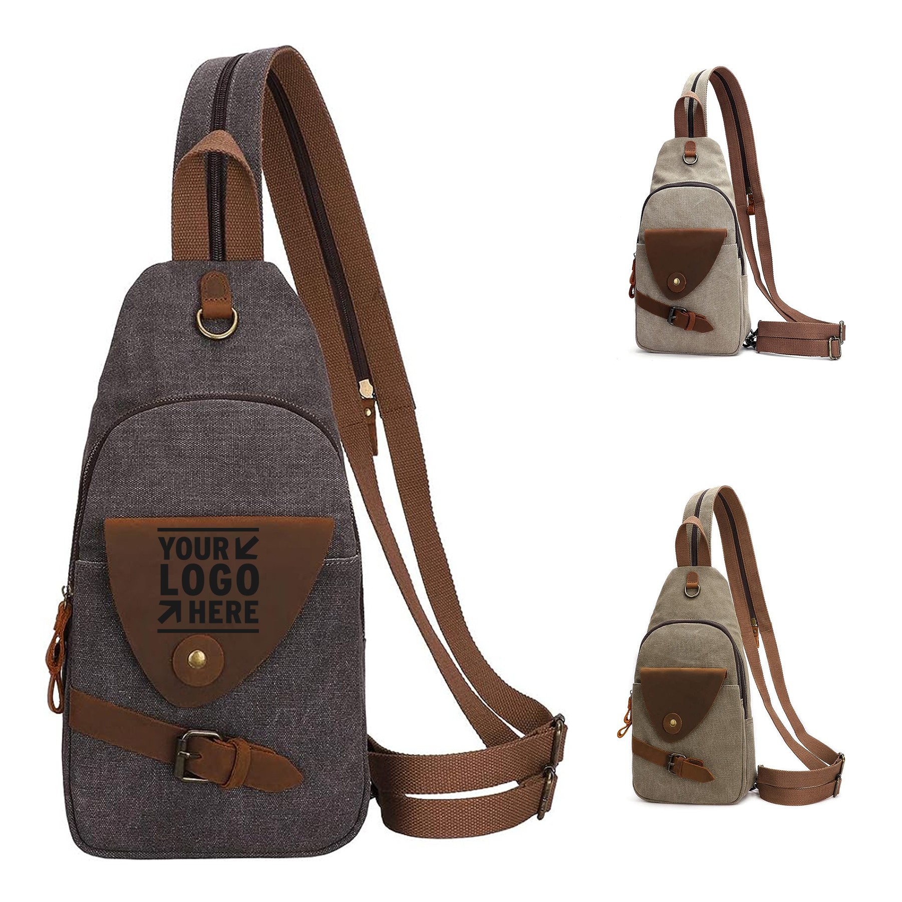 Men Women Canvas Sling Bag Crossbody Shoulder Backpack Casual Rucksack 3