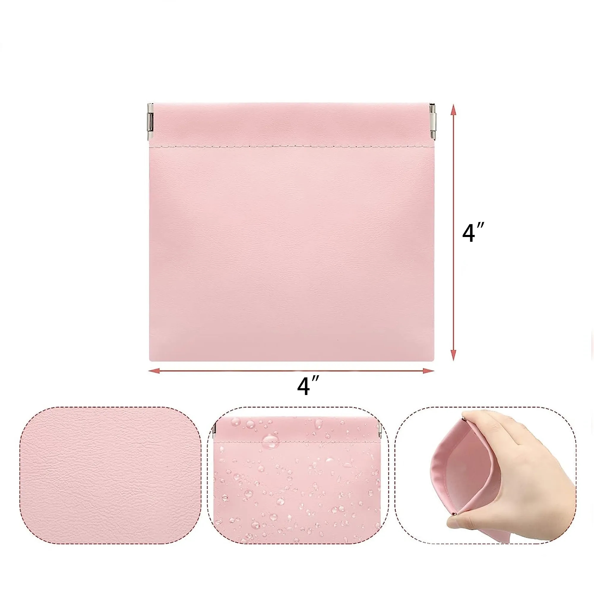 MOQ 200pcs 4" Square Full Color Leather Shrapnel Bag 3