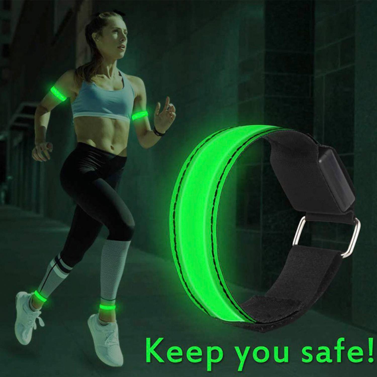 Battery Powered LED Slap Band Safety Armband Adjustable 3