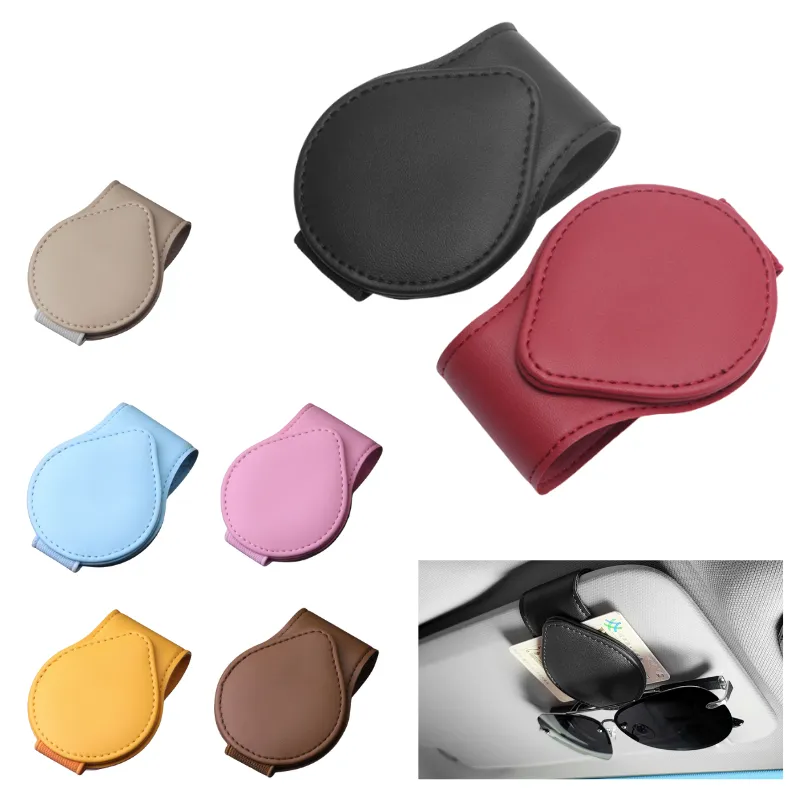 PU Leather Car Sunglasses Holder Clip 10