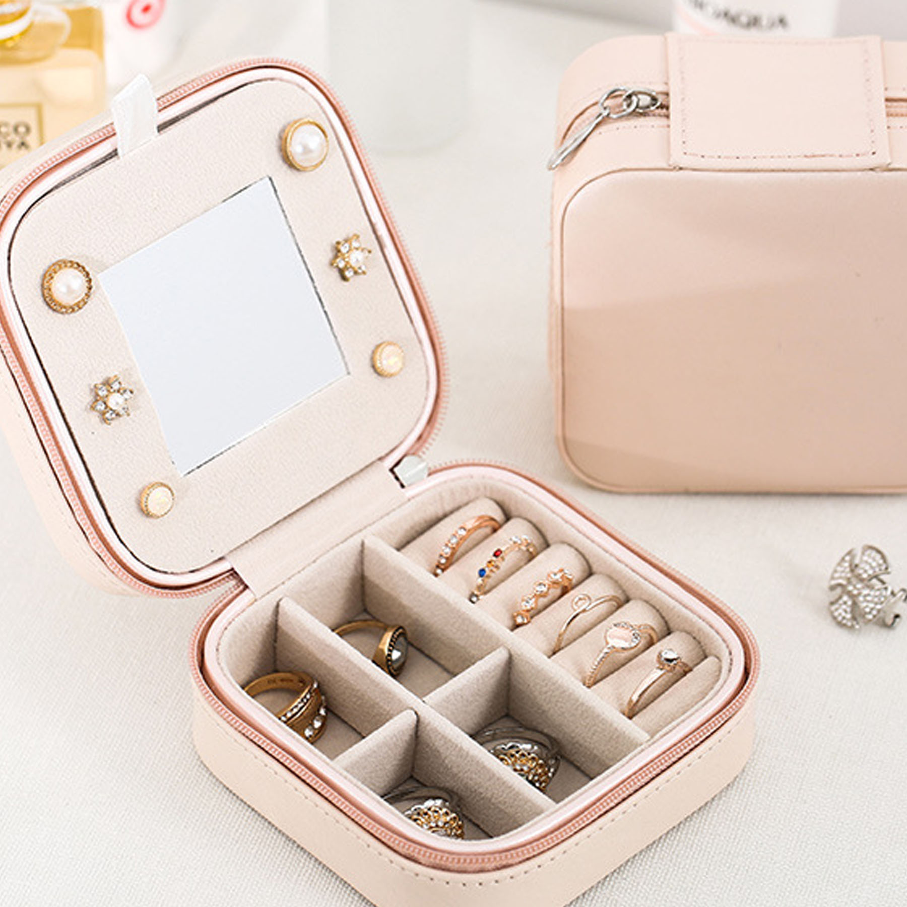 Portable PU Multifunctional Jewelry Storage Box 2
