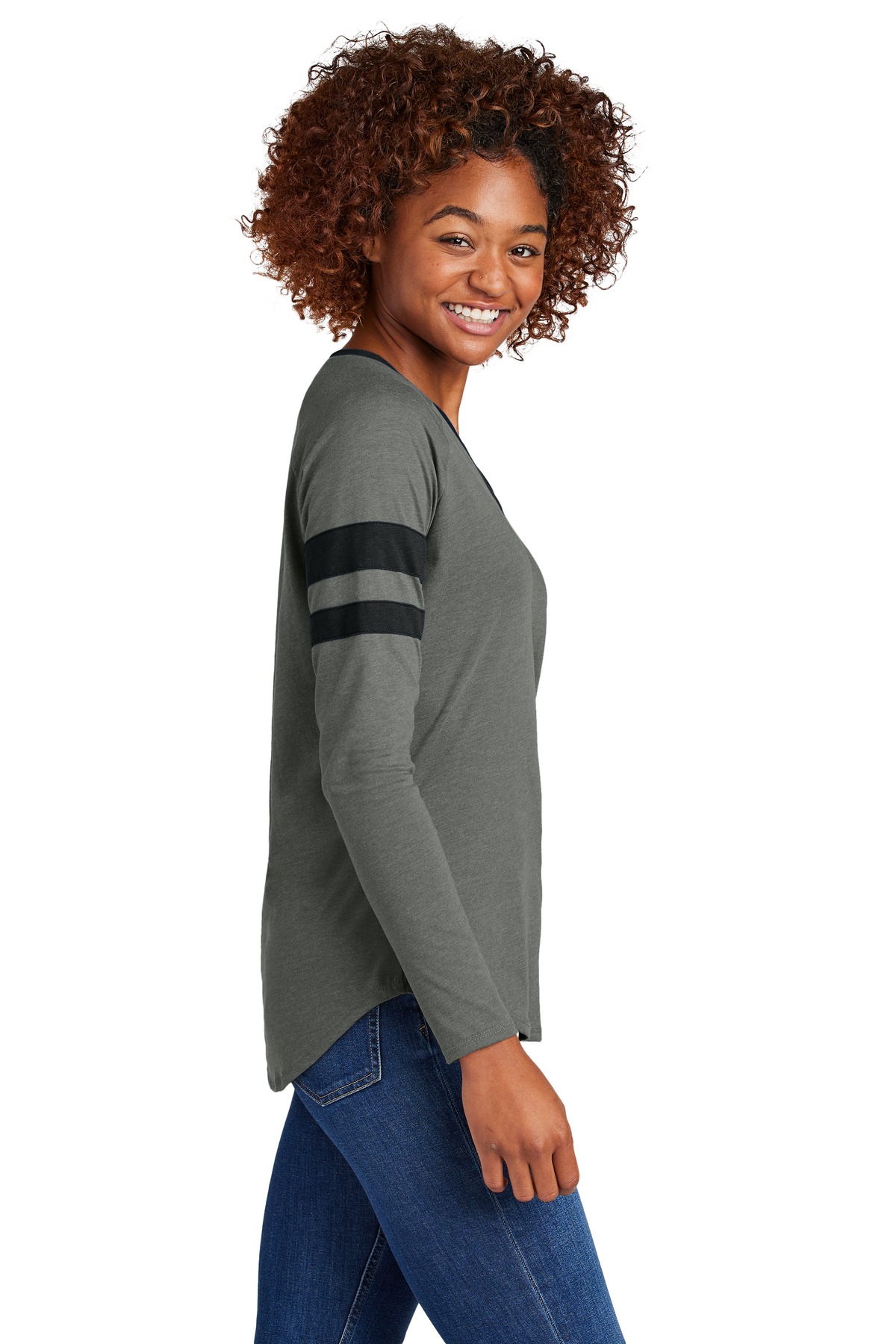 Sport-Tek Women's Halftime Stripe Long Sleeve V-Neck Tee LST6043 32