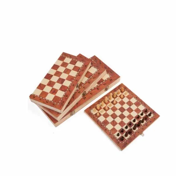 Wood Chess With Folding Board Desktop Game Set 8