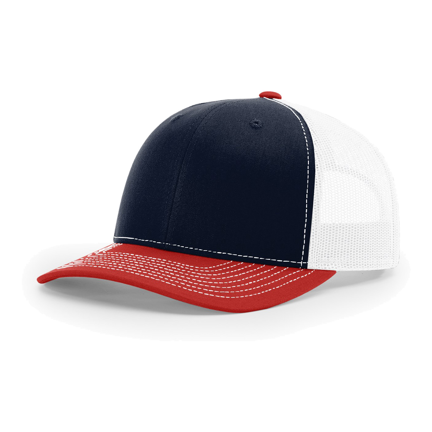 Richardson 112 6-Panel Snapback Trucker Hat w/Leatherette Adhesive Patches or Embroidery 76