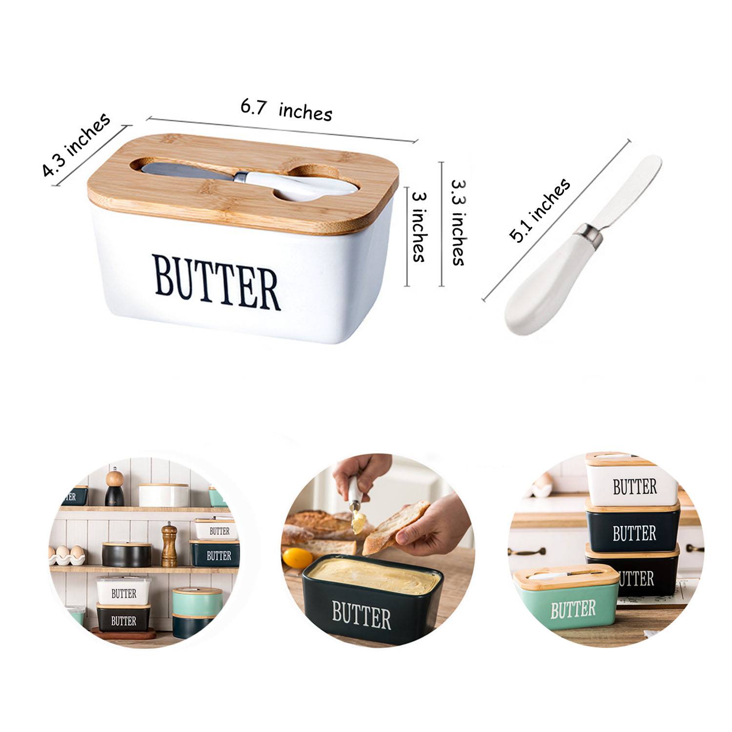 Large Butter Dish with Lid and Knife 2