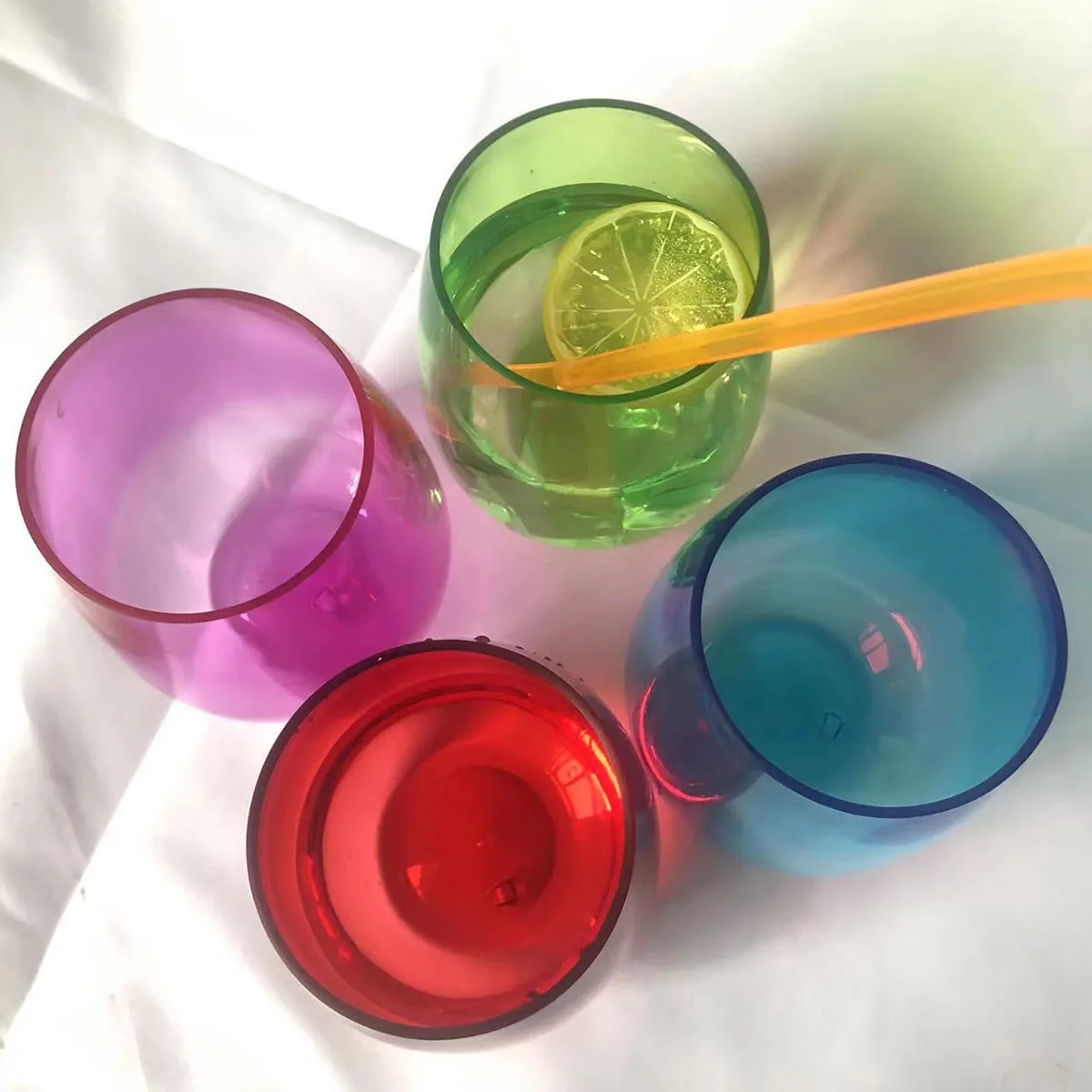 16Oz Reusable Plastic Cups translucent Stemless Wine Tumbler 6