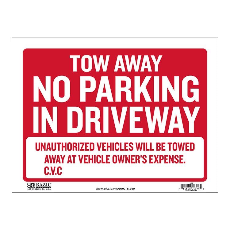 Tow Away Signs - Red/White 12" x 16" 1