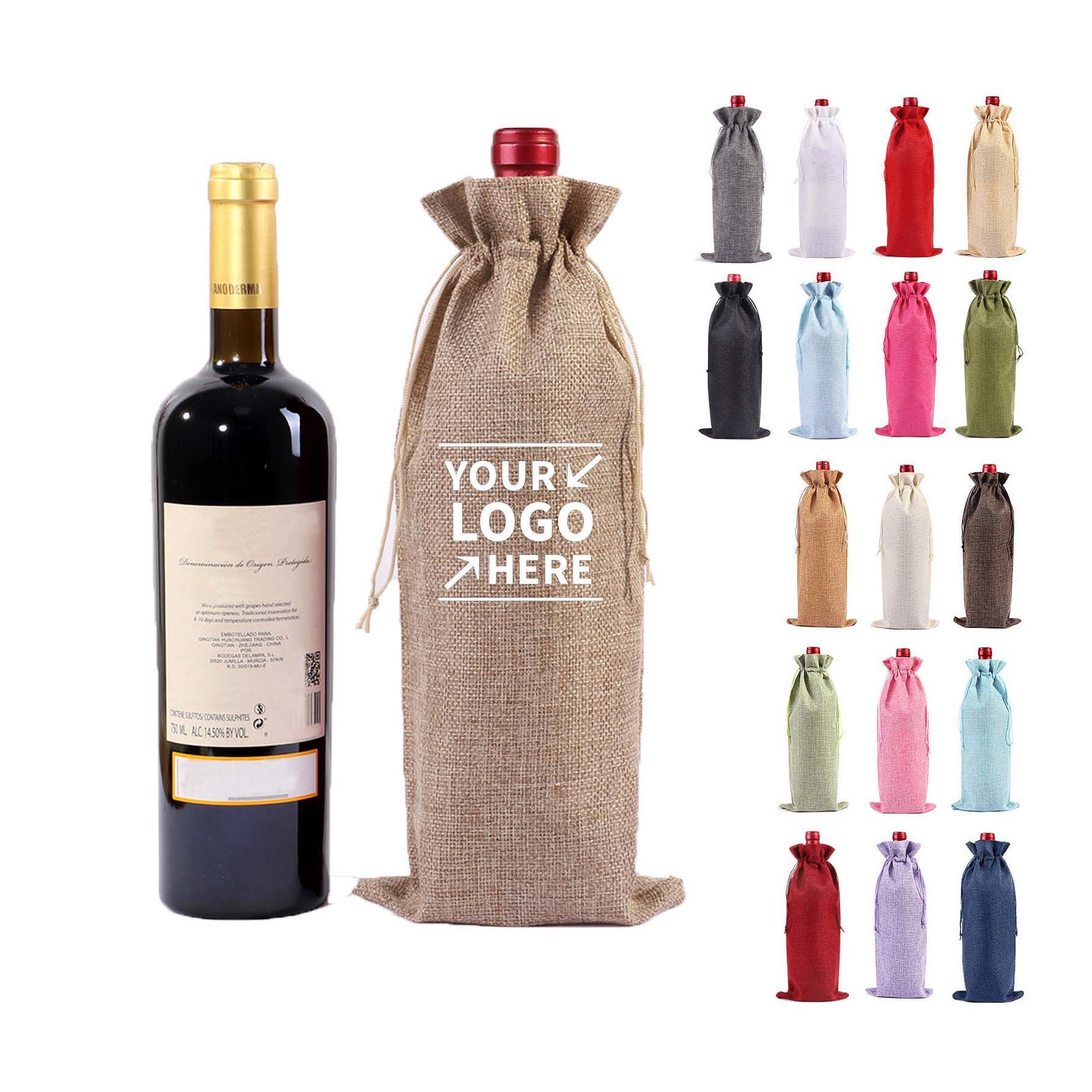 Wine Bottle Drawstring Gift Bag