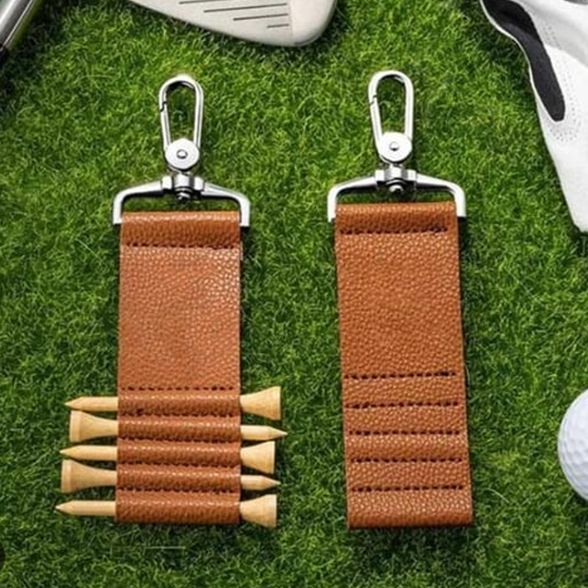 Personalized Golf Tee Holder Keychain with 5 Wooden Tees 1