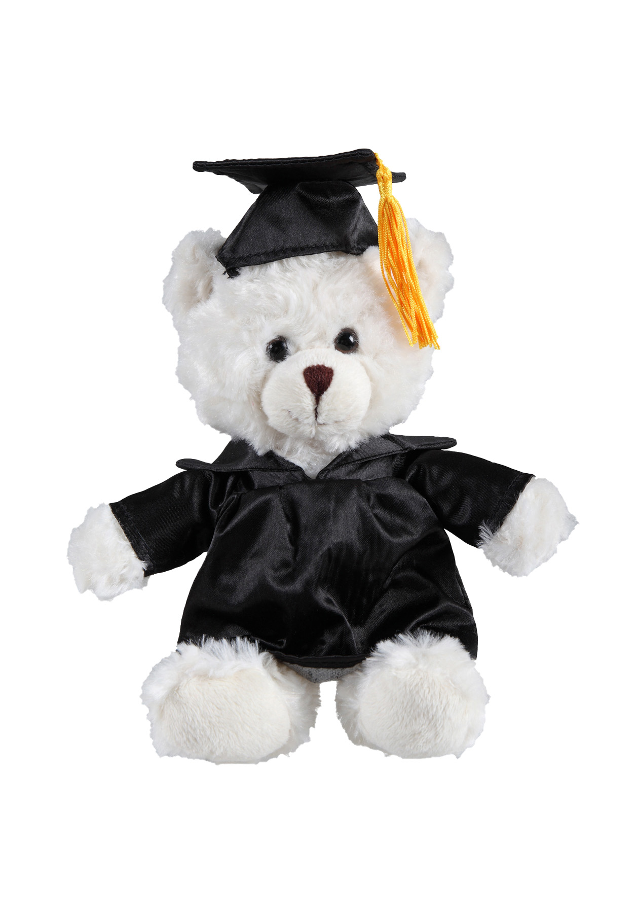 soft plush  Cream Curly Sitting Bear with graduation cap &gown
