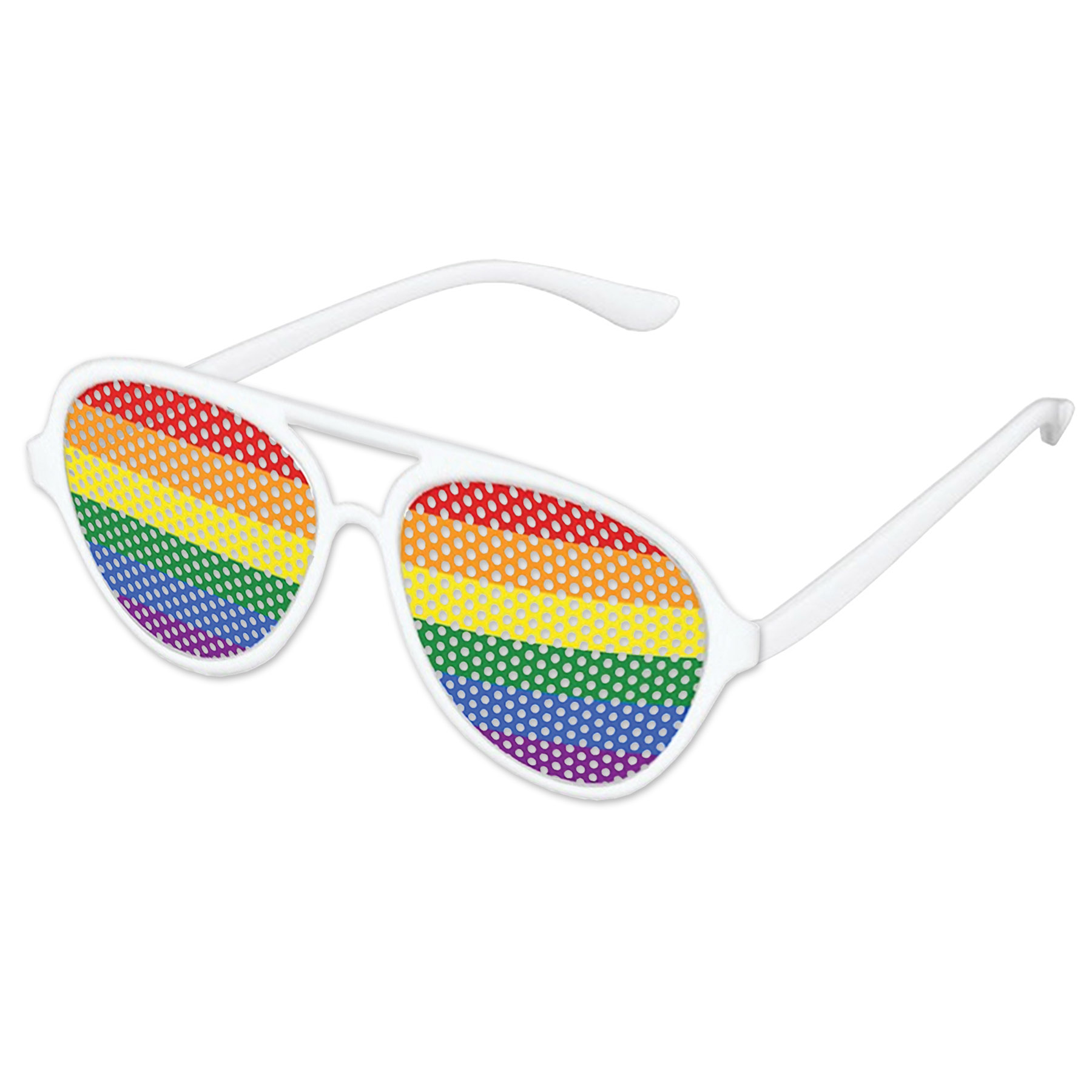 Rainbow Pinhole Glasses with Custom Pad Print on Both Stems
