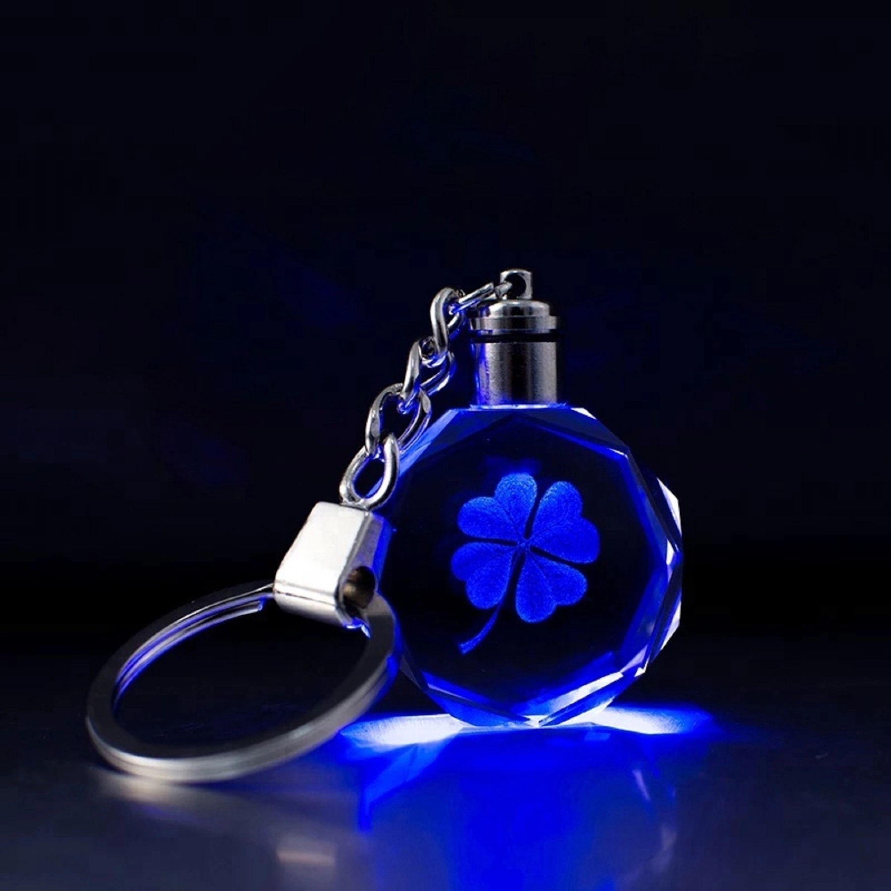 LED Light Octagon Crystal Key Chain 4