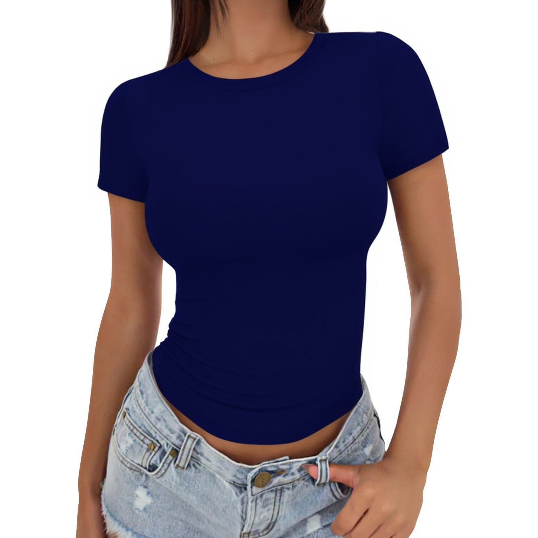 Gym Women's T shirt Summer Top Crop Short Sleeves 11