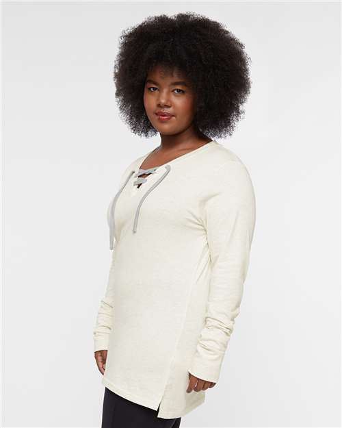 Women's Fine Jersey Lace-Up Long Sleeve T-Shirt - 3538 17