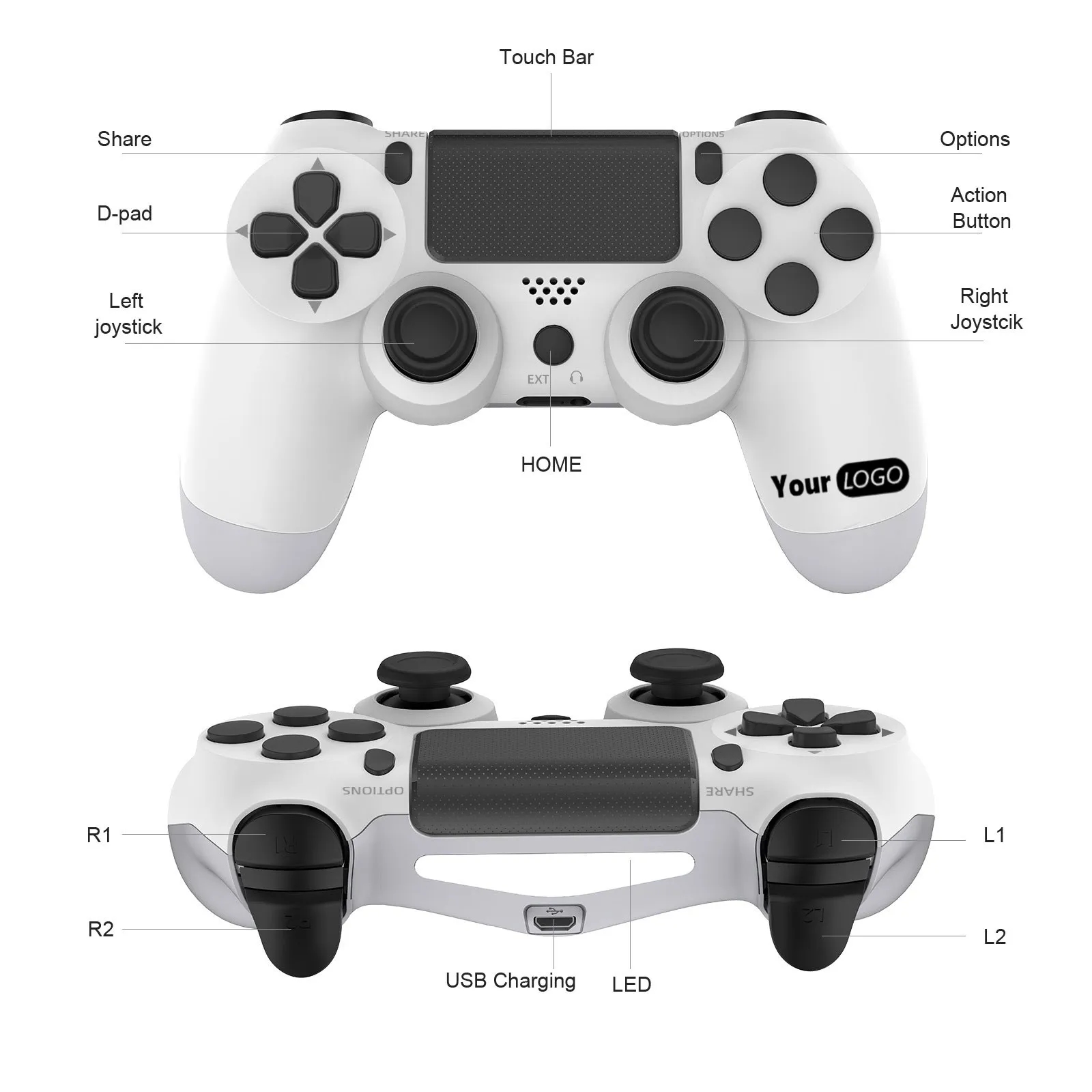 Pro Wireless PS4 Controller With Six-Axis Dual Vibration 7