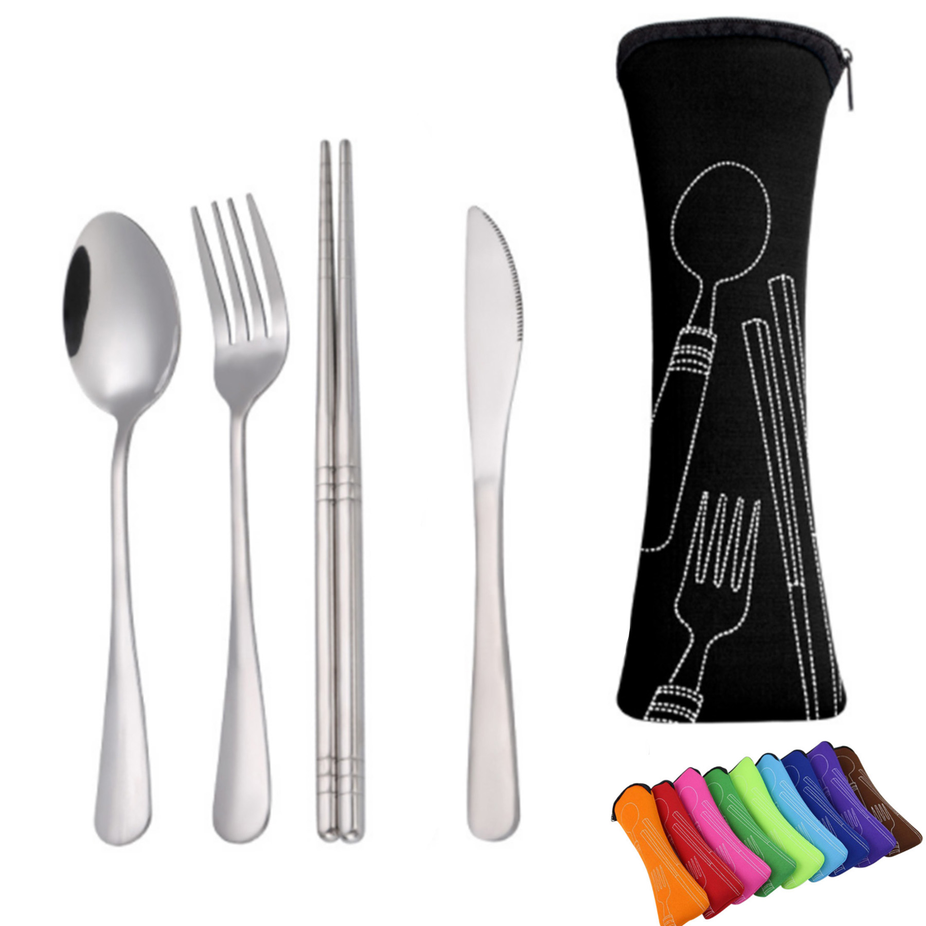 4 in 1 304 Stainless Steel Travel Cutlery Set 2