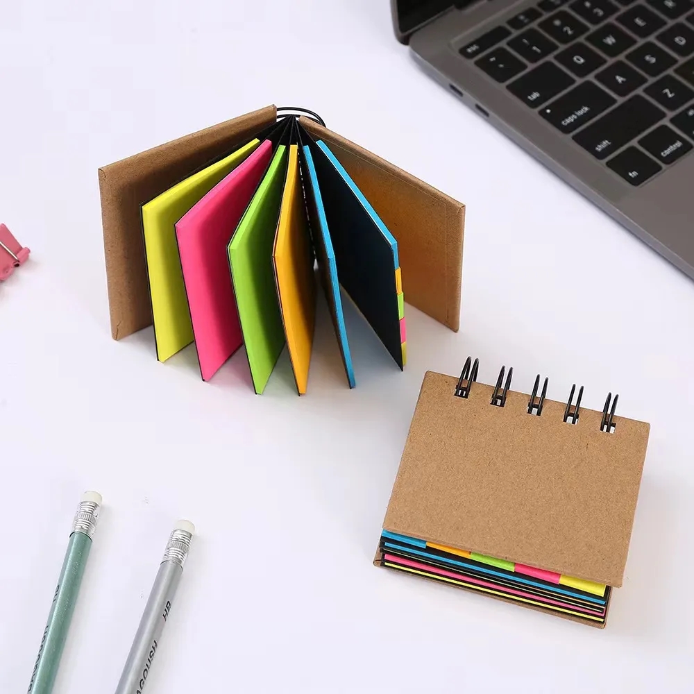 Custom 5-color Index Fluorescent Sticky Notes Coil Notepad 4