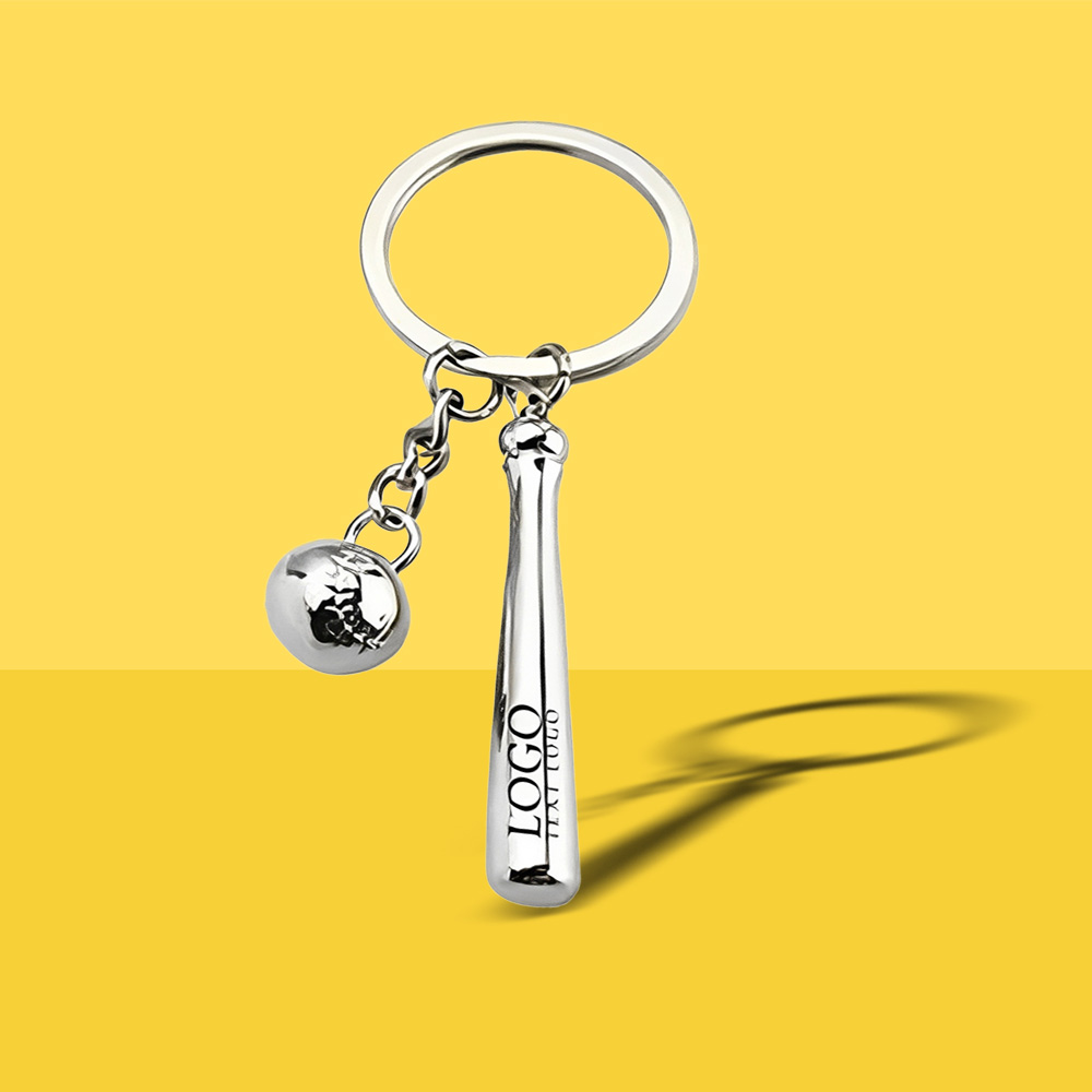 Mini Baseball And Bat Keychain