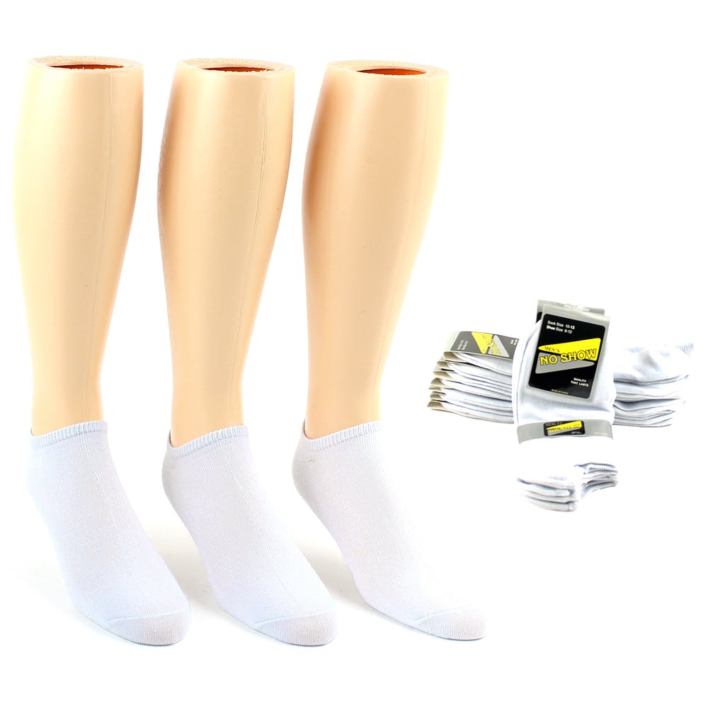 Men's No-Show Socks - White Size 10-13 2