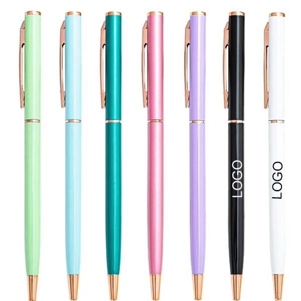 Rose Gold Slim Metal Twist Hotel Pen 5