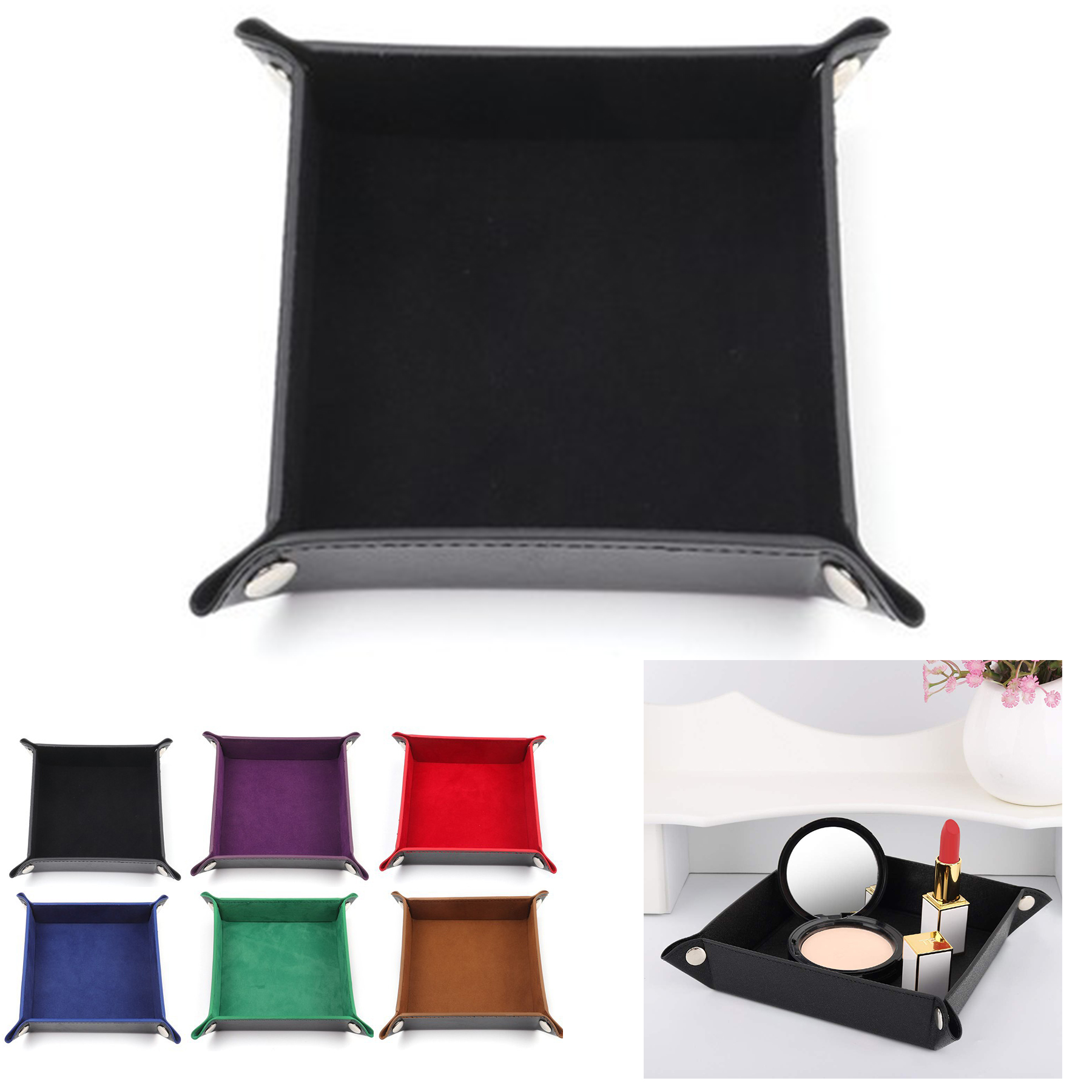 Mens Women PU Leather Tray Catchall Tray