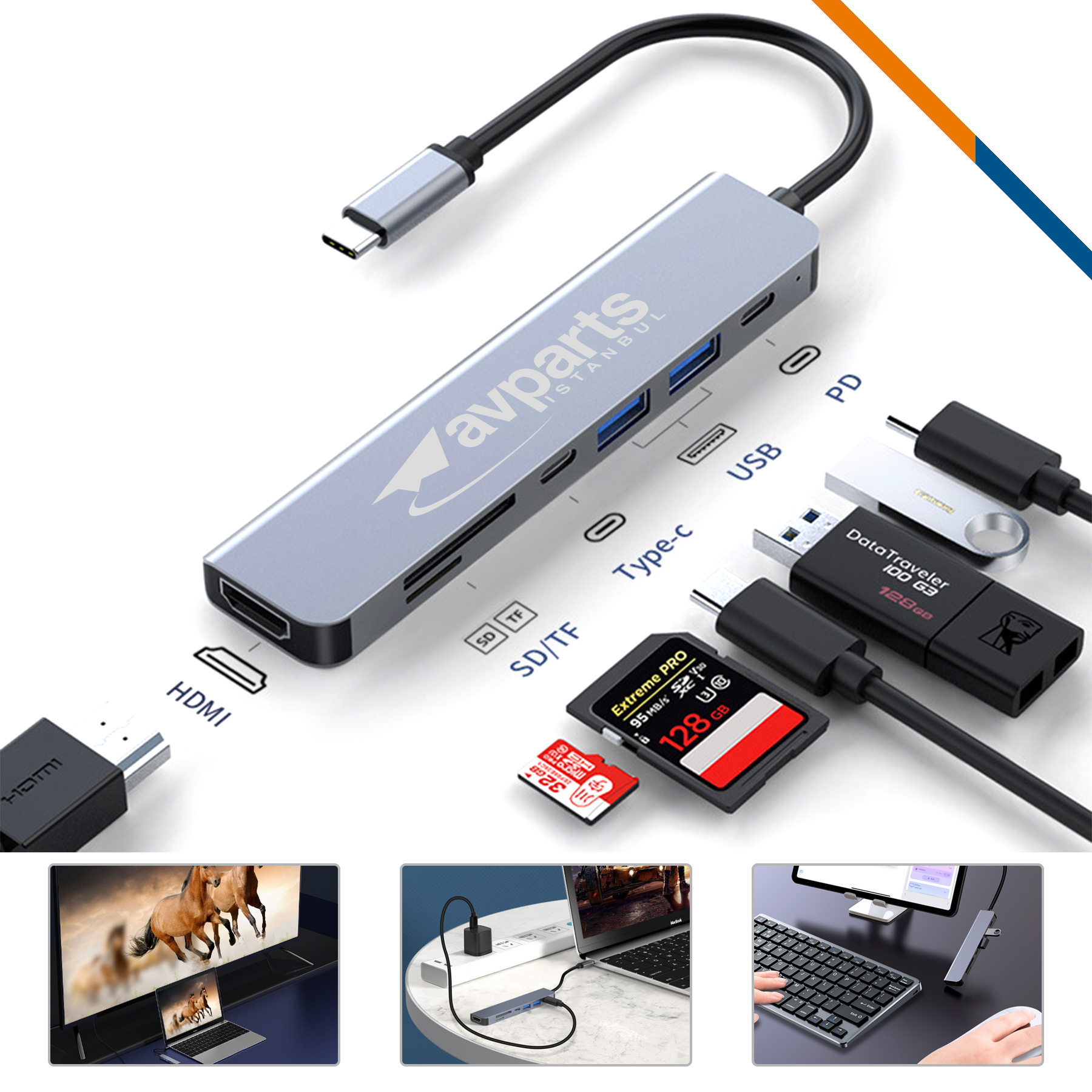 Perto 7in1 USB Hub 2