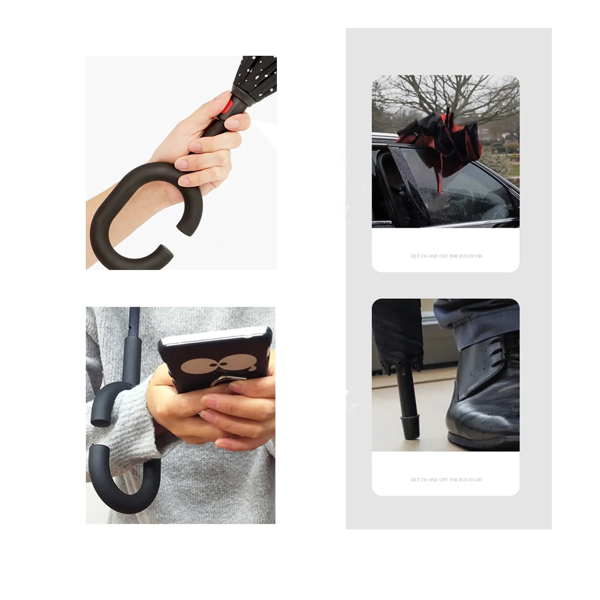 Double Layer C Handle Inverted Reverse Folding Umbrella 14