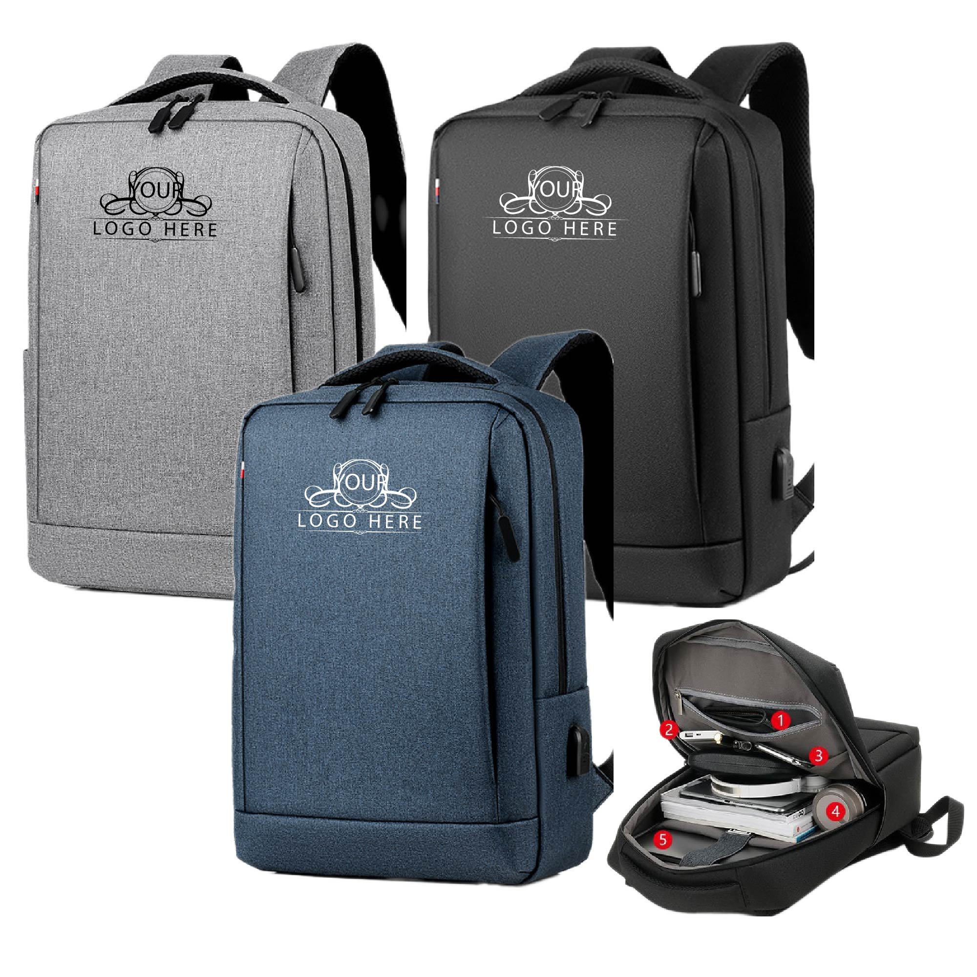 Business Travel Laptop Backpack with USB Charging Port 1