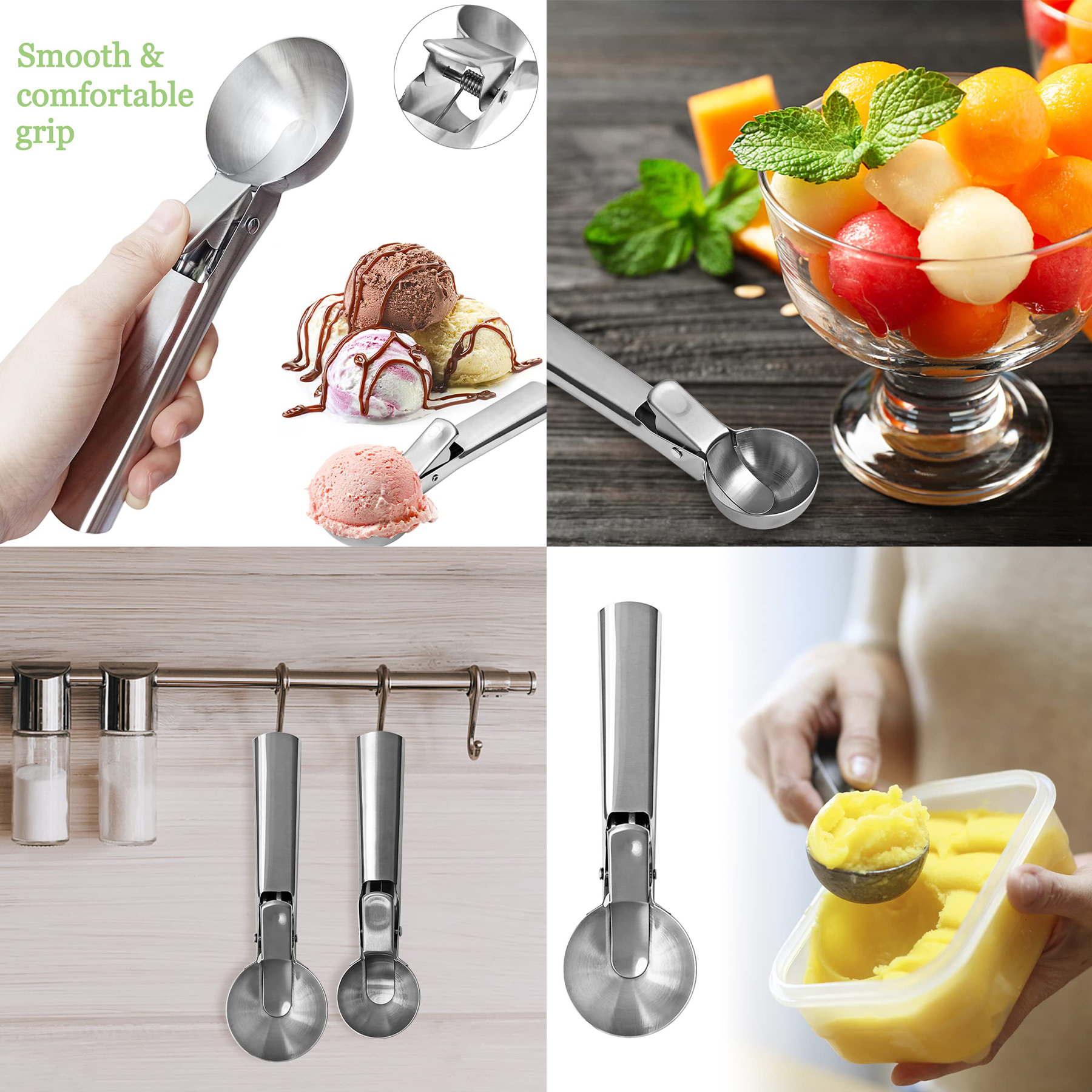 2 Pcs Stainless Steel Ice Cream Scoop 2