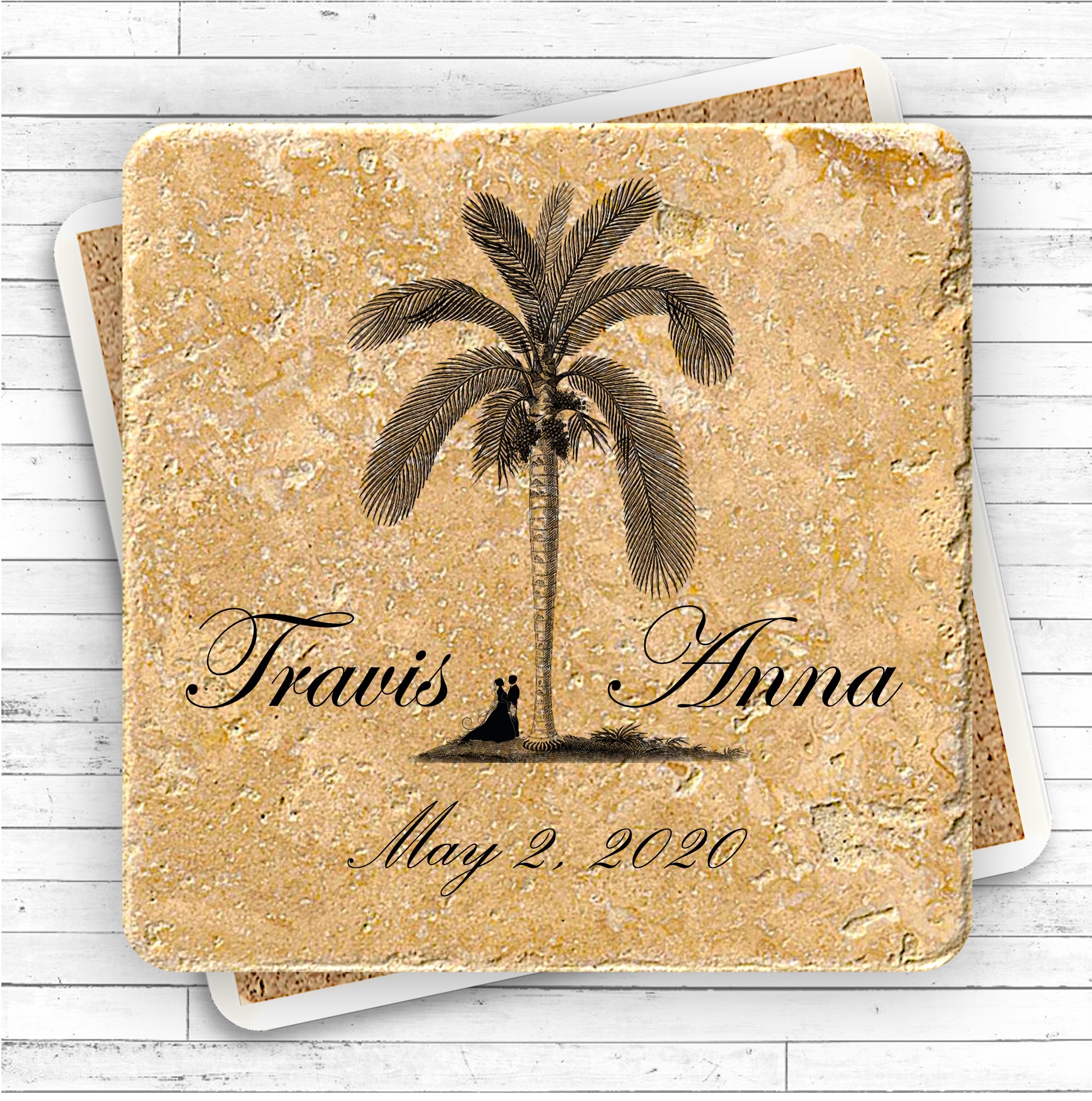 Faux Travertine Printed Square Coaster 1