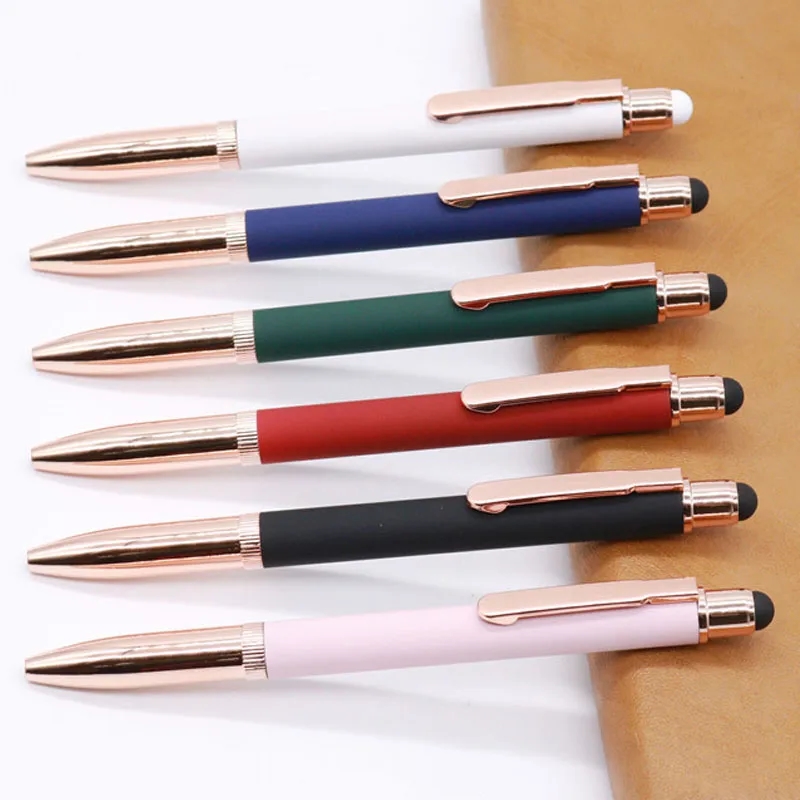Promotional Softy Rose Gold Pen with Stylus 4