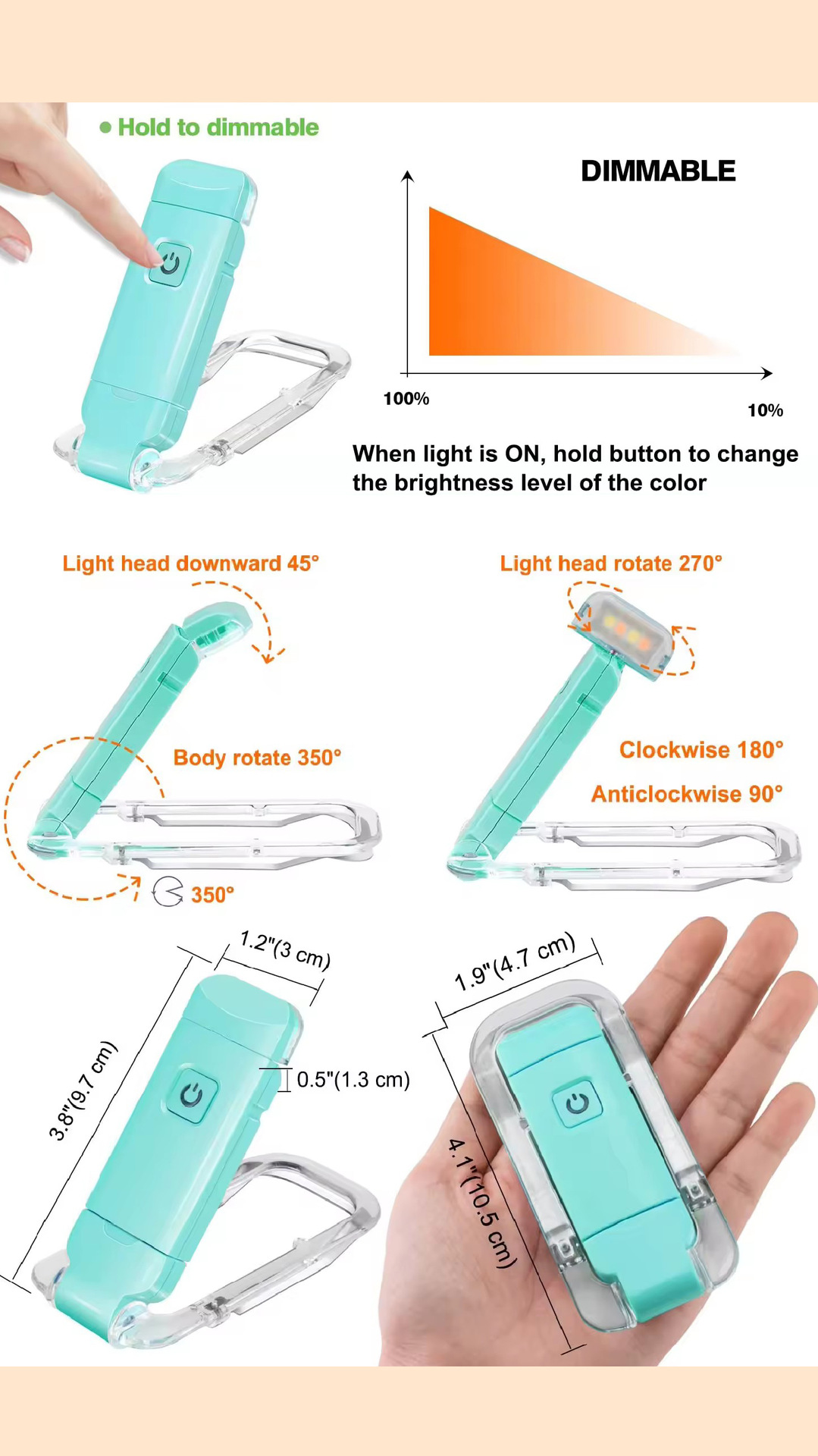 LED Mini USB Charging Eye-protecting Folding Book Holder Lamp 2