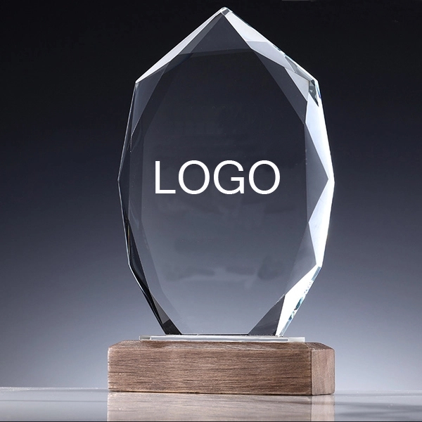 CRYSTAL ARROWHEAD AWARD WITH WOOD BASE 5