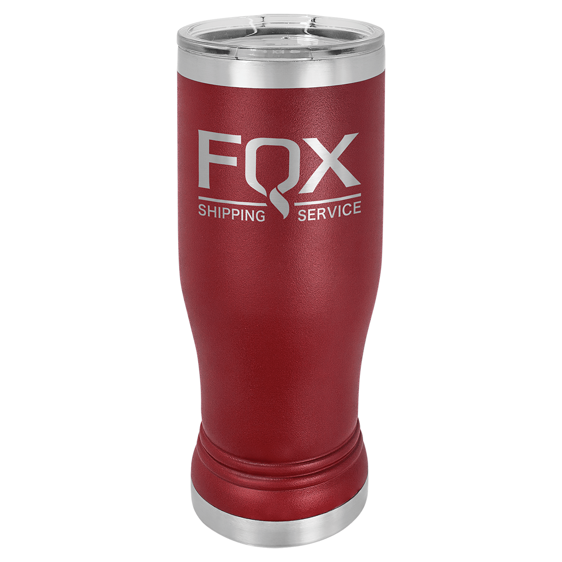 14 oz. Maroon Laser Engraved Polar Camel Pilsner Tumbler w/Clear Lid 1