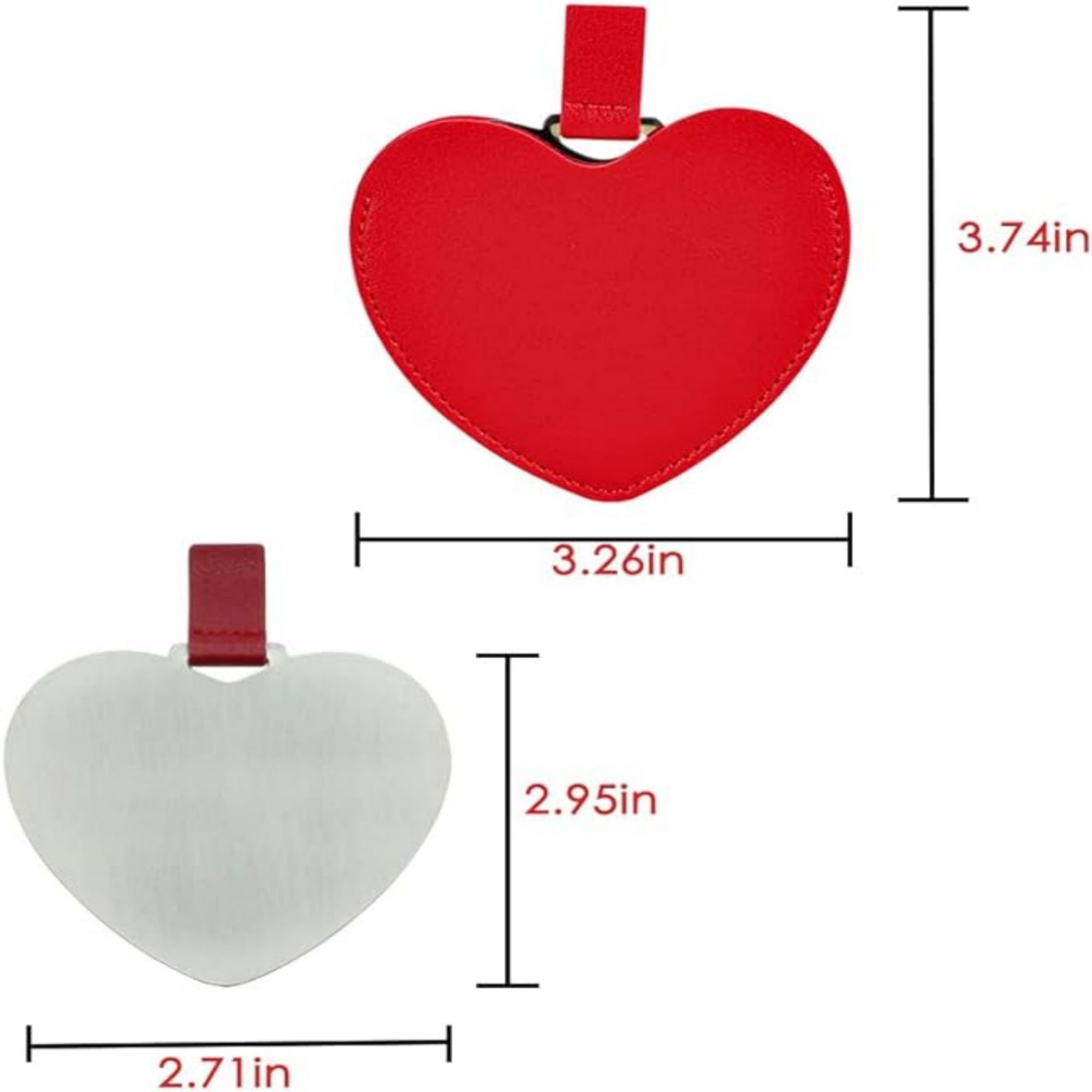 Mini Small Heart Shaped Mirror With PU Leather Cover 1