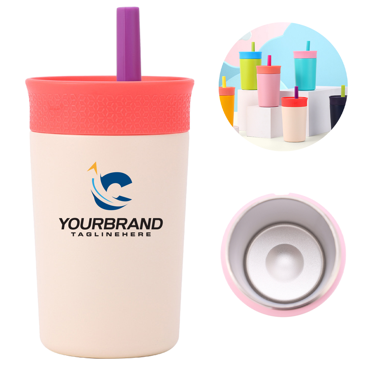 12oz Coffee Cup Mug Stainless Steel Insulation With Straw 10
