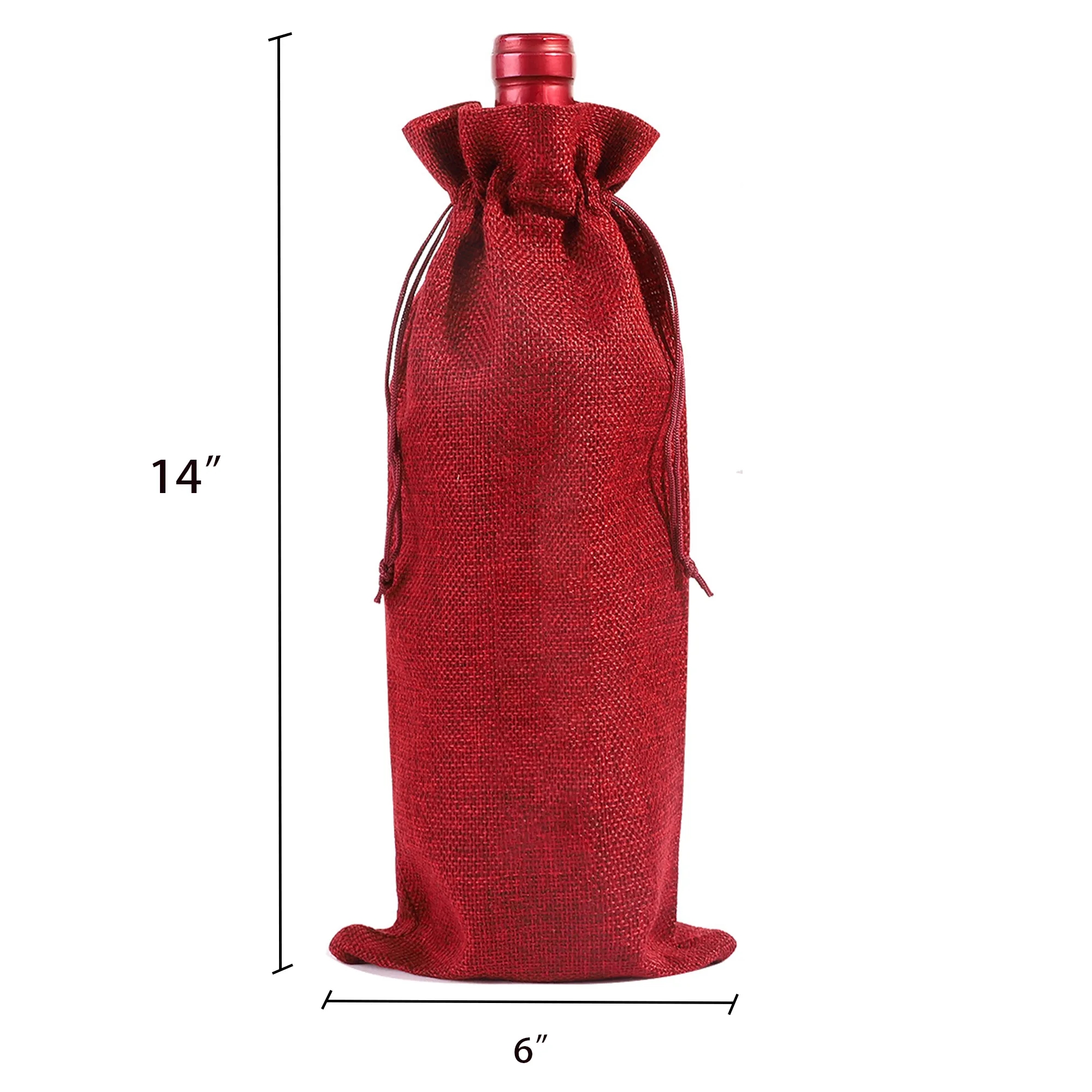 Christmas Linen Wine Drawstring Bag Champagne Gift Storage B 2