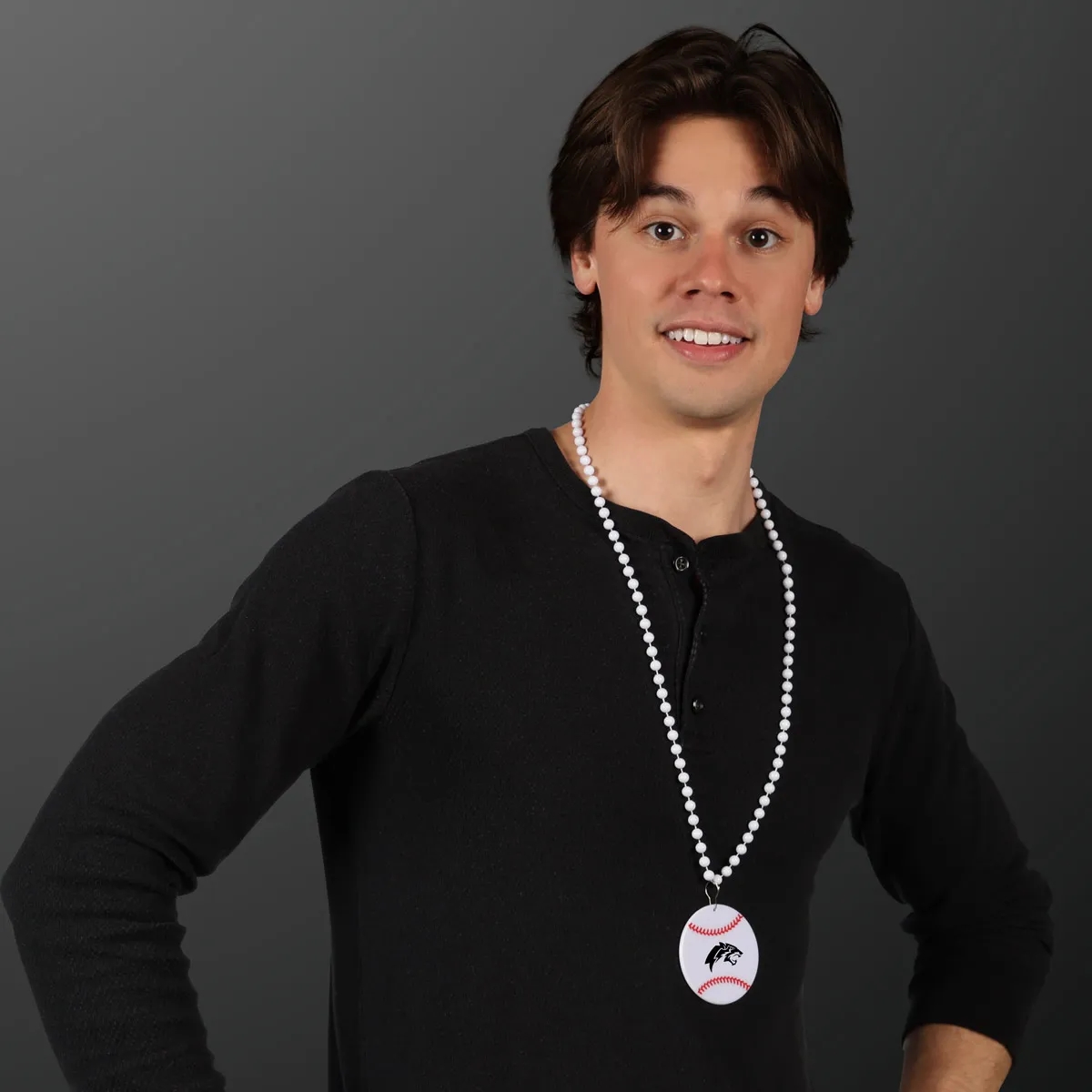 Baseball Medallion with Beaded Necklace (Non Light Up) 2