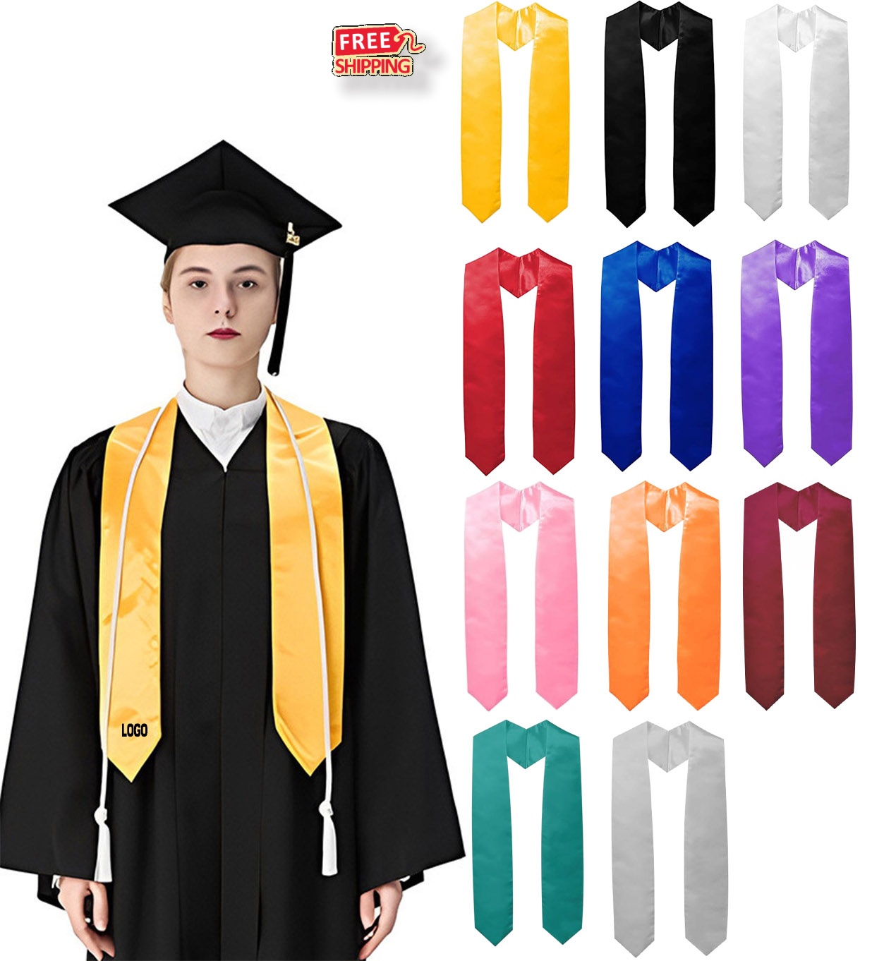 Custom Logo Graduation Stoles Wholesale - Durable Polyester Satin for Schools 2