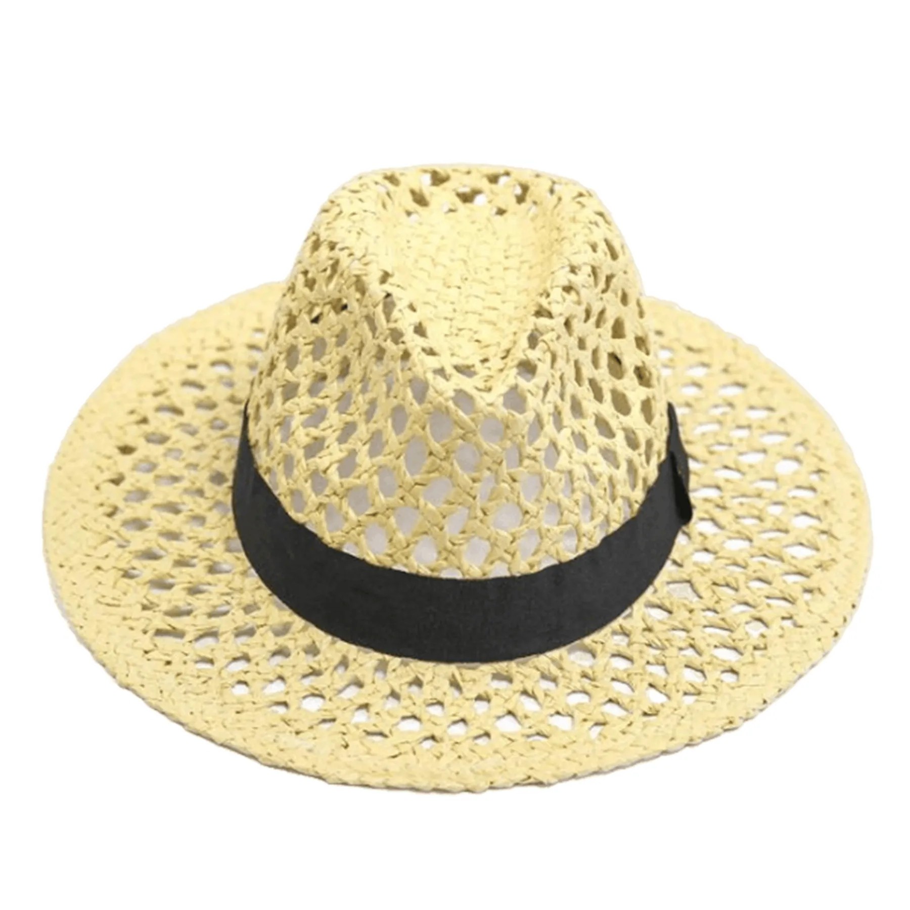Men'S Jazz Manual Sun Protective Straw Hat 2