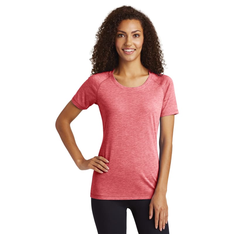 Sport-Tek Women's PosiCharge Tri-Blend Wicking Scoop Neck Raglan Tee. 22