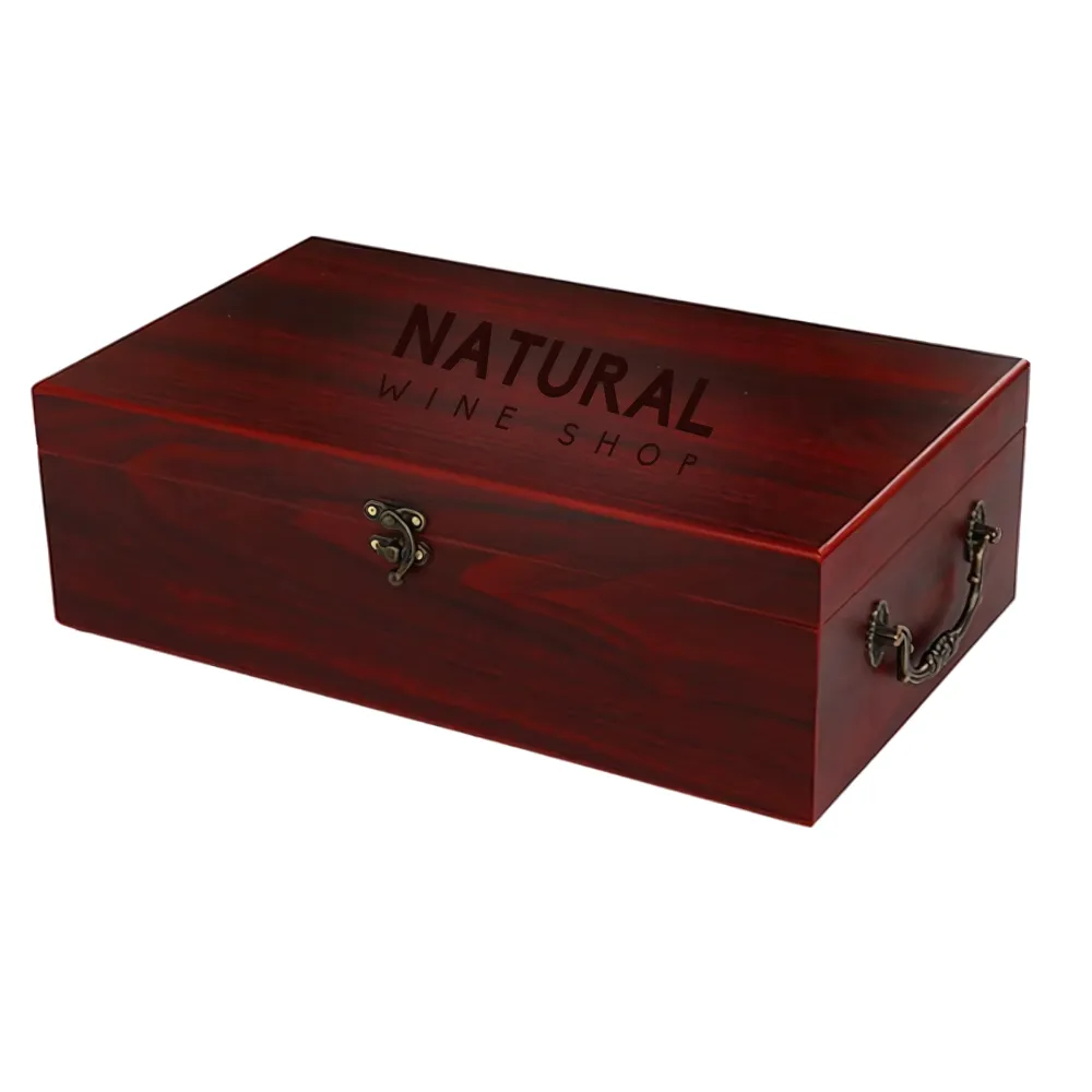 2-Bottle Red Wooden Wine Gift Box 3