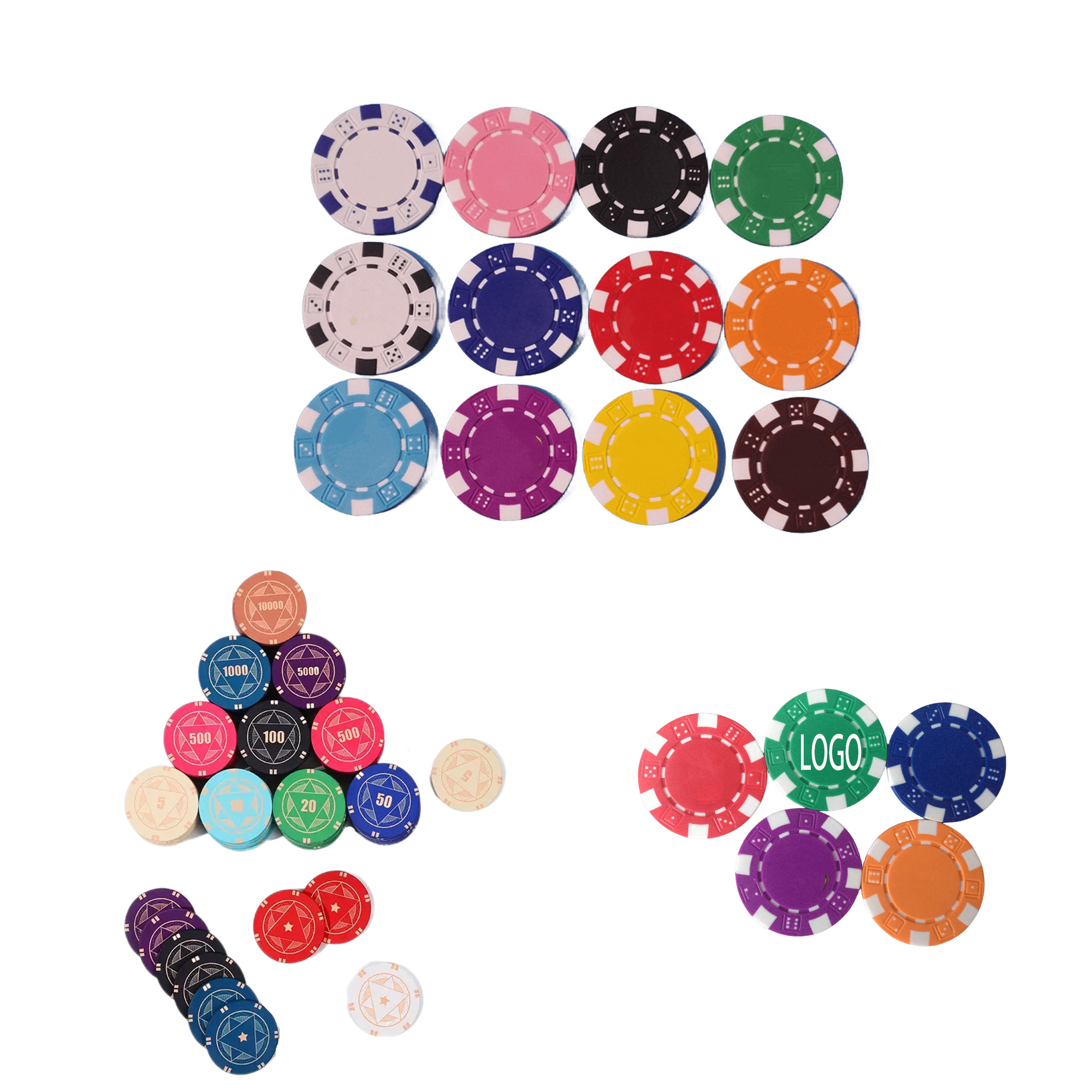 Custom Plastic Poker Chip MOQ 100pcs 3