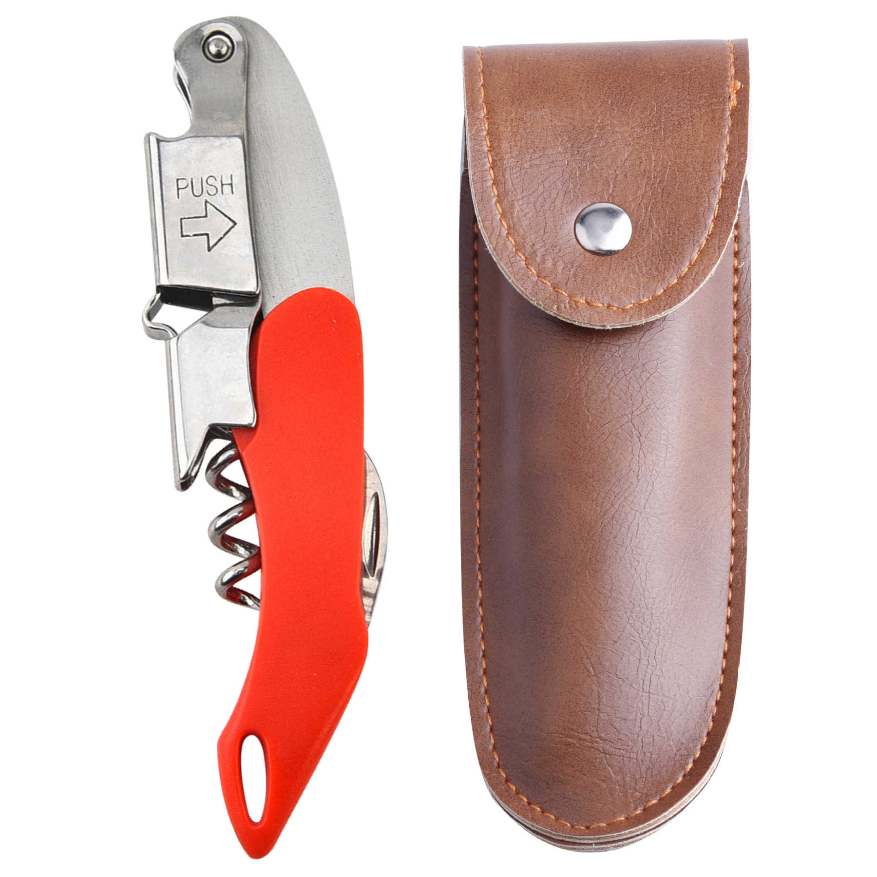 Wine Bottle Opener& Corkscrew Tool With Leather Case 2