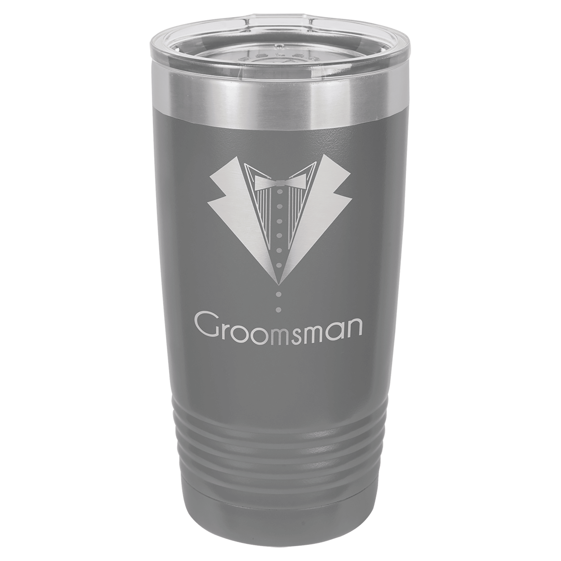 Polar Camel 20 oz. Dark Gray Vacuum Insulated Ringneck Tumbler with Clear Lid 2