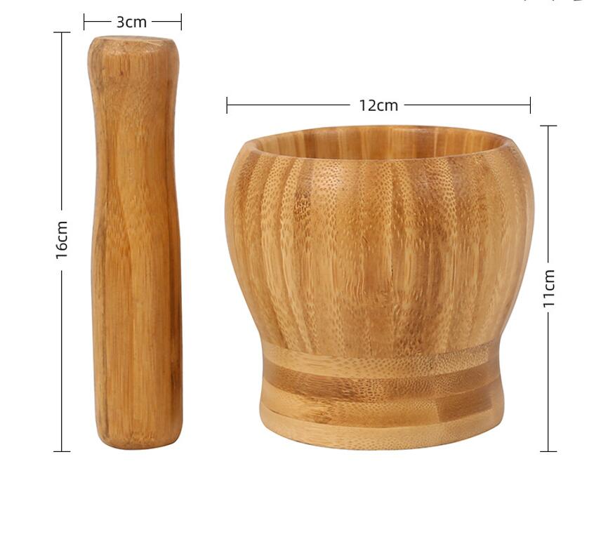 Natural Wood Pestle & Mortar Bowl Set 4