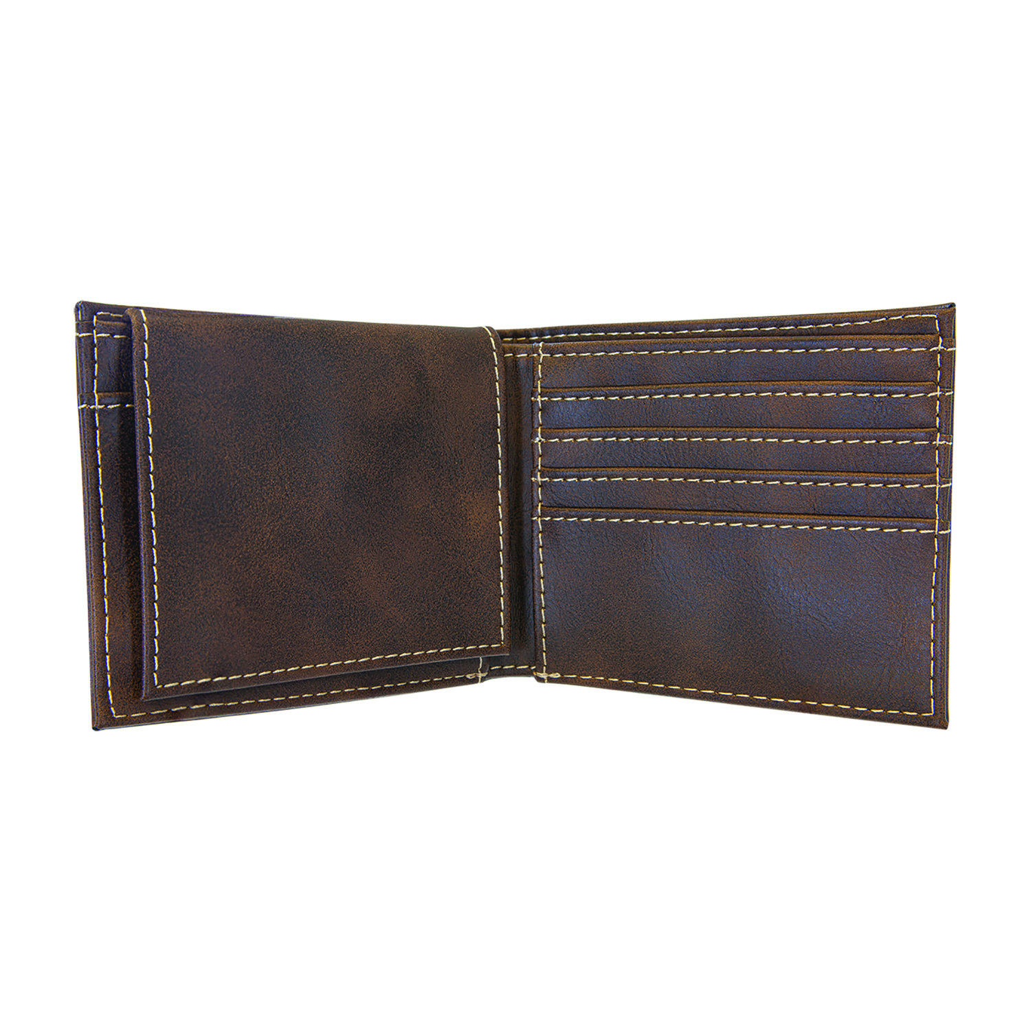 Rustic/Gold Leatherette Bi-Fold Wallet w/ Flip ID Display 3