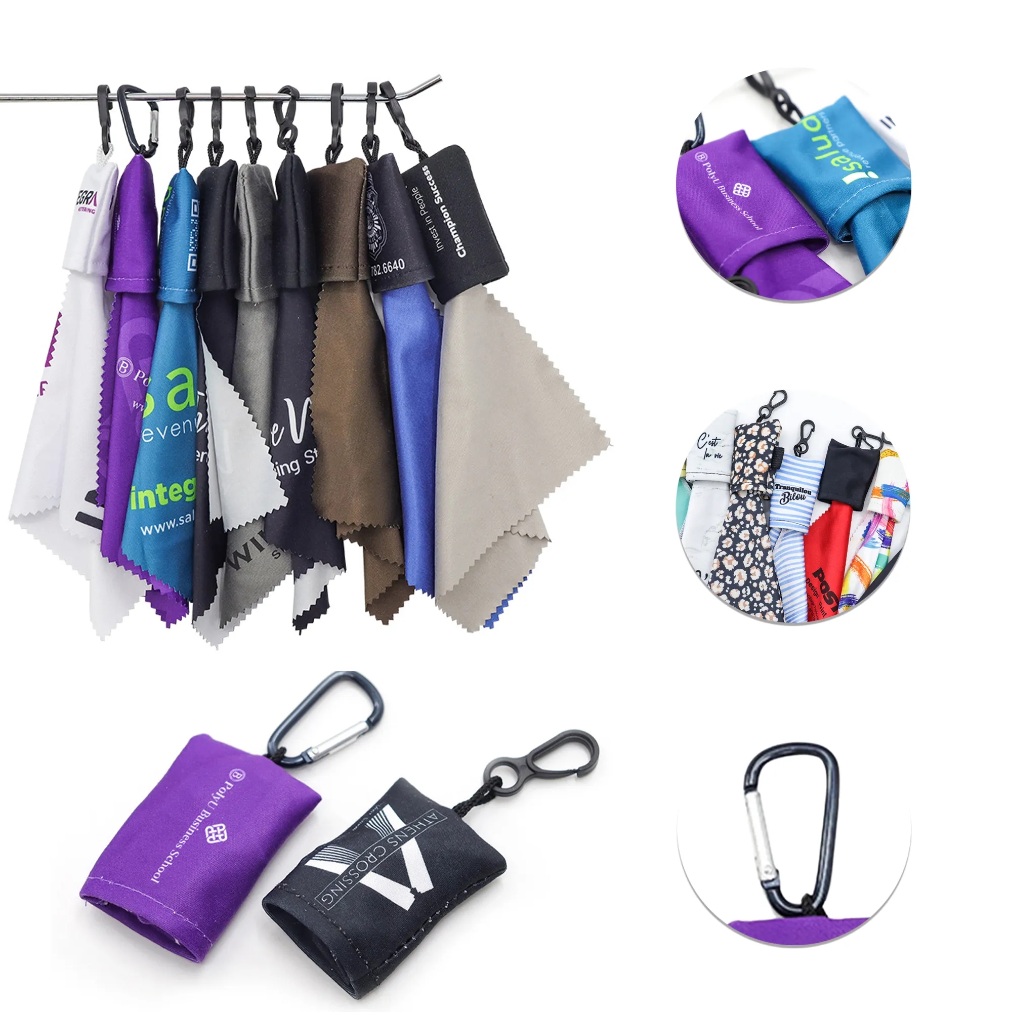 Sublimation Microfiber Glass Cleaning Wiping With Keychain 3