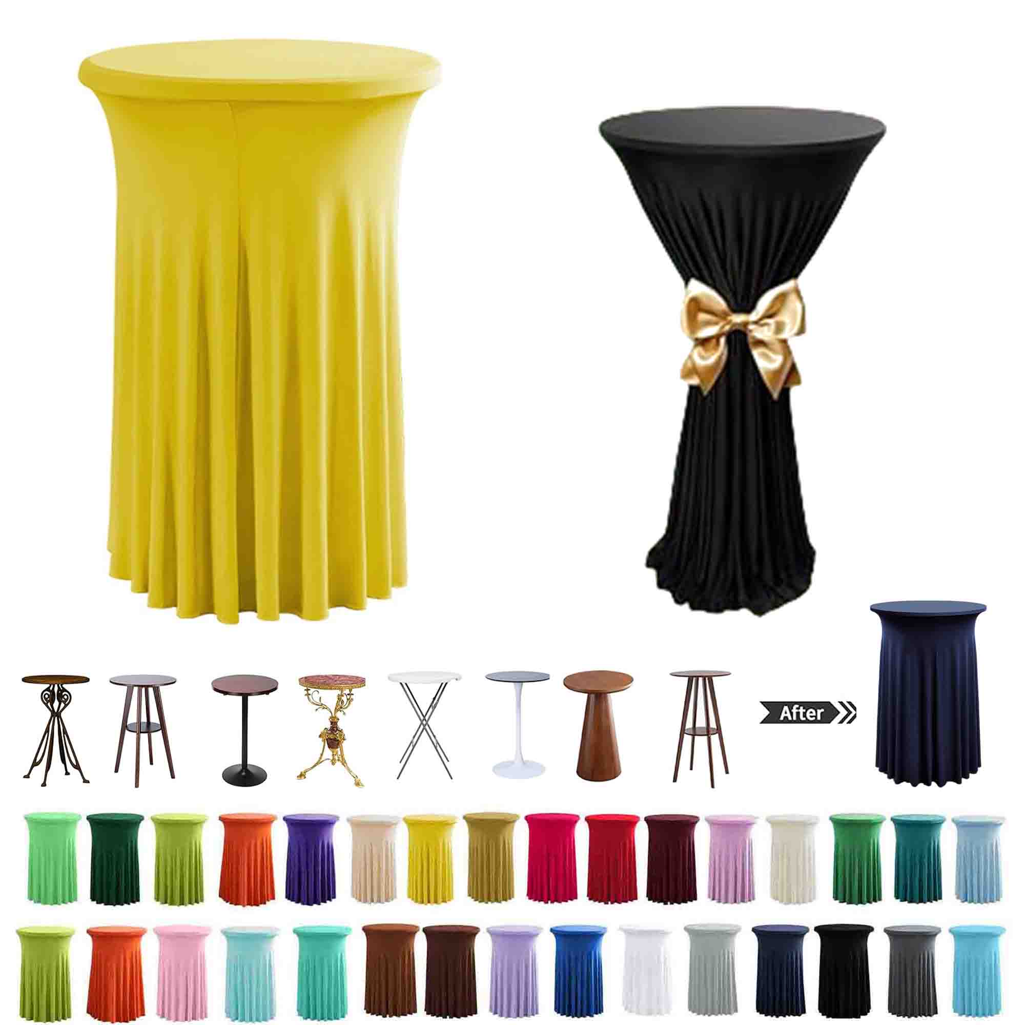 Round Spandex Cocktail Tablecloths with Skirt 2