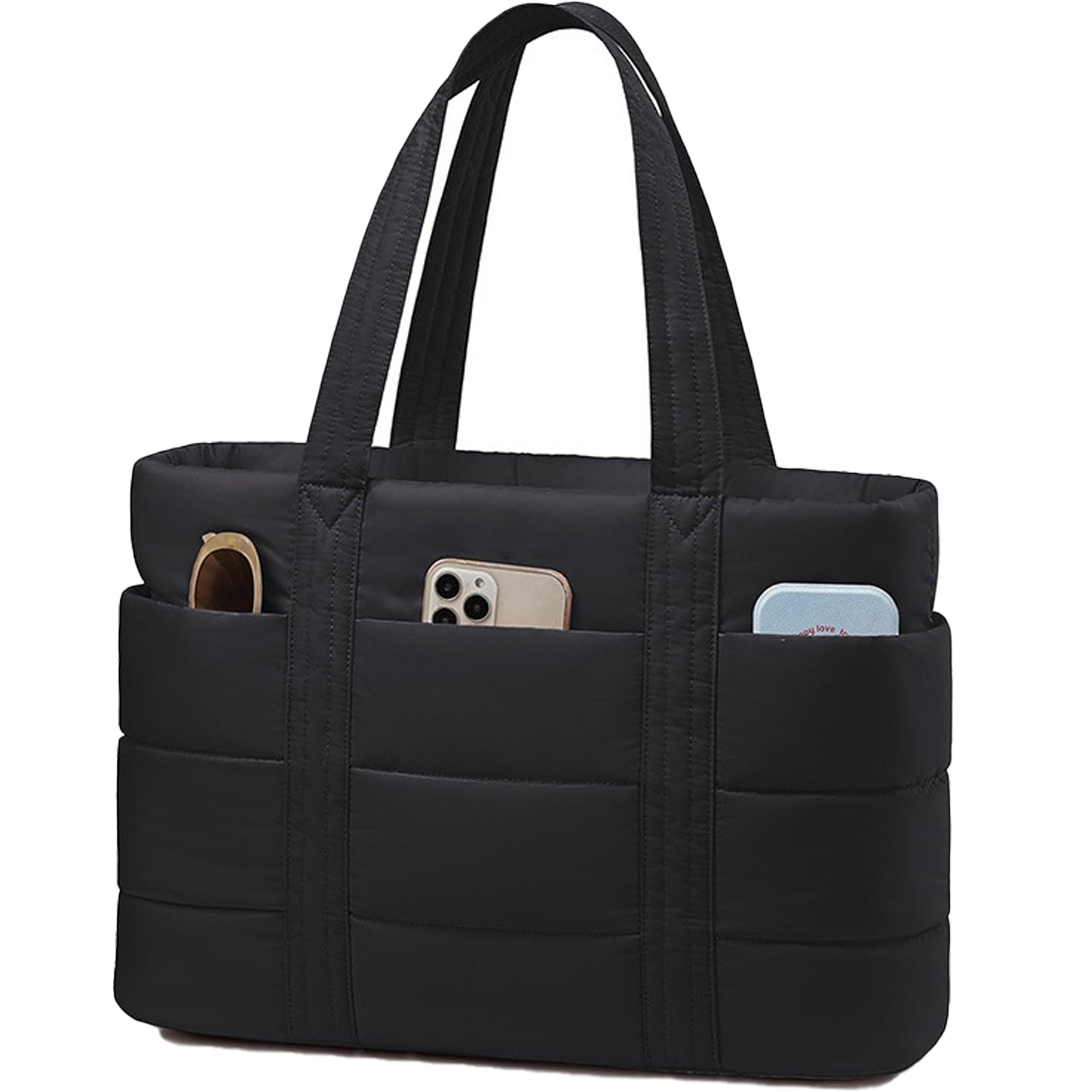 15.6 Inch Lightweight Nylon Puffer Laptop Tote Bag 9